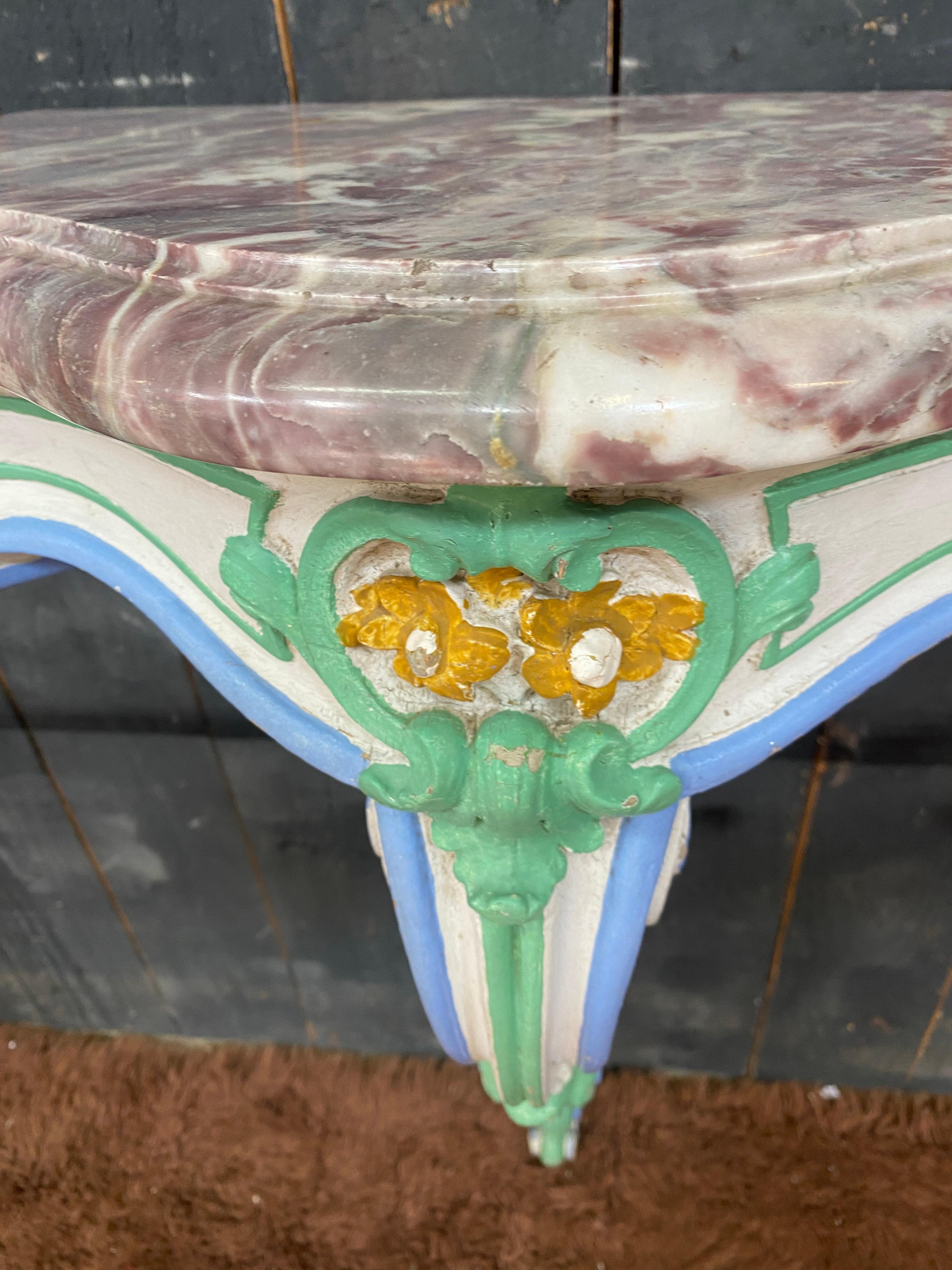 Charming patinated console and its late 19th century For Sale 3