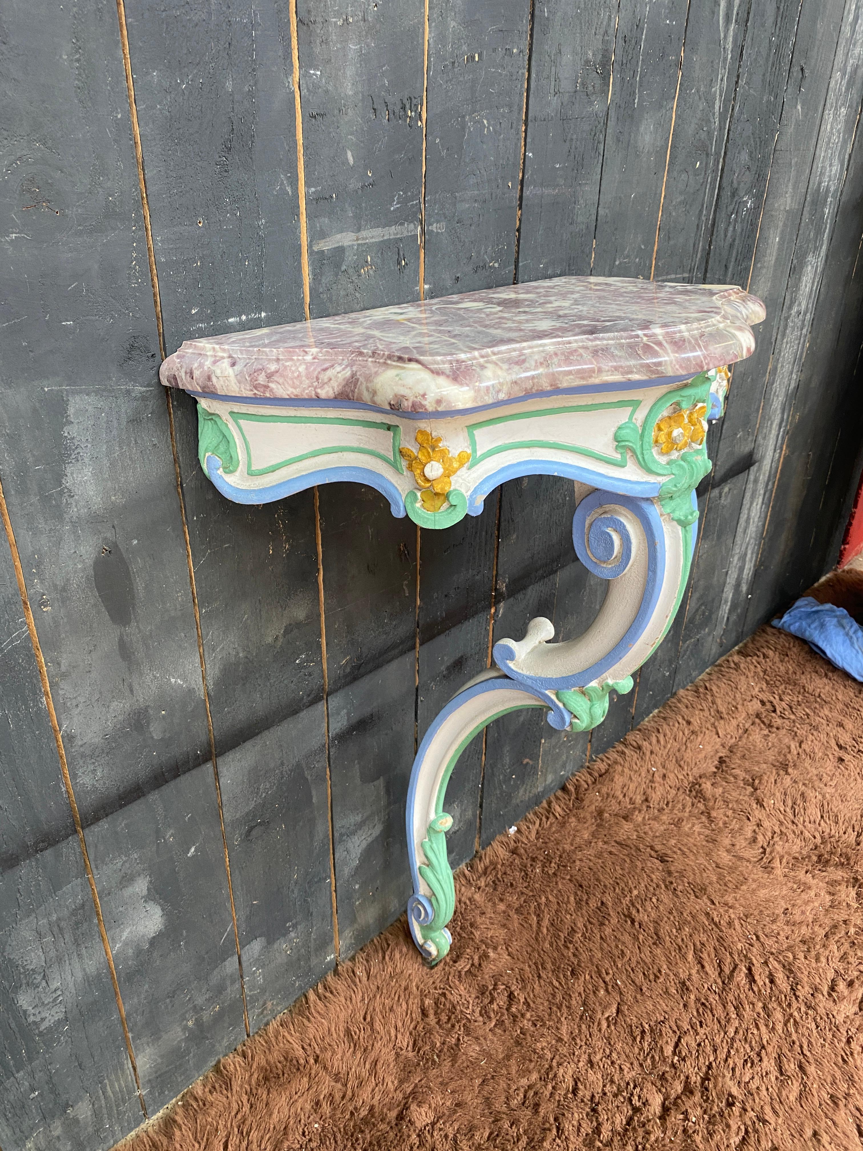 Napoleon III Charming patinated console and its late 19th century For Sale