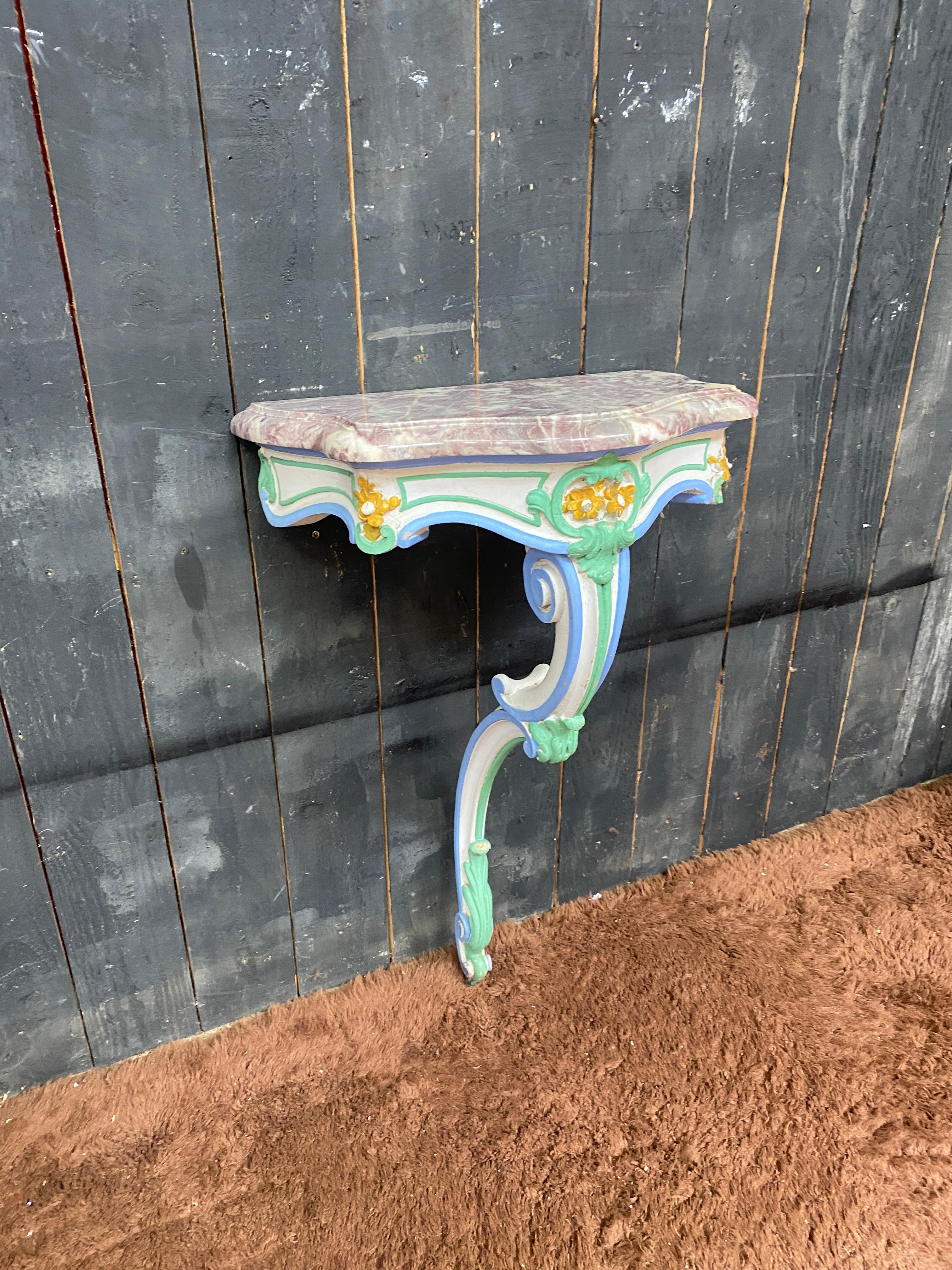Charming patinated console and its late 19th century In Good Condition For Sale In Mouscron, WHT