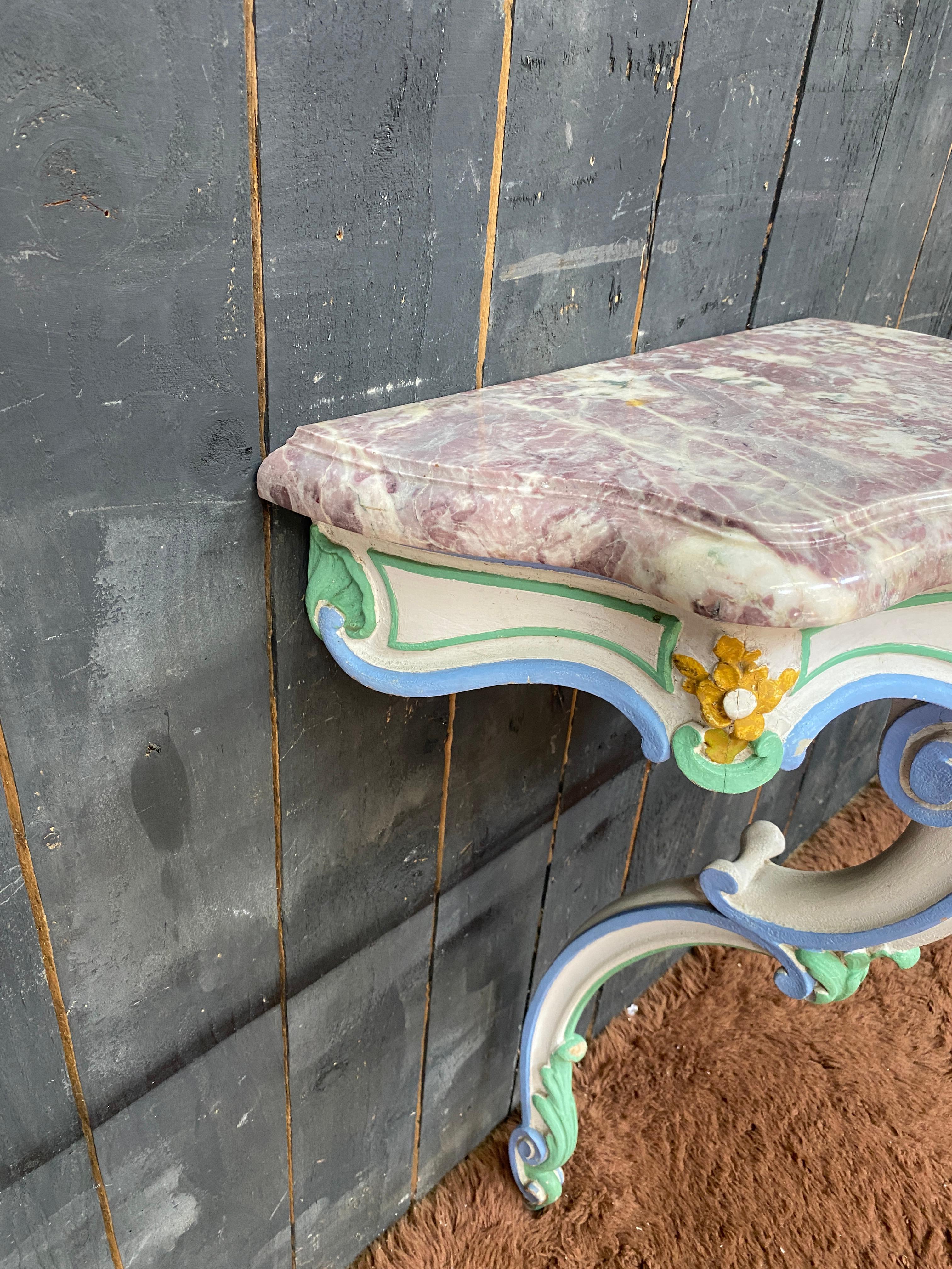 Charming patinated console and its late 19th century For Sale 1