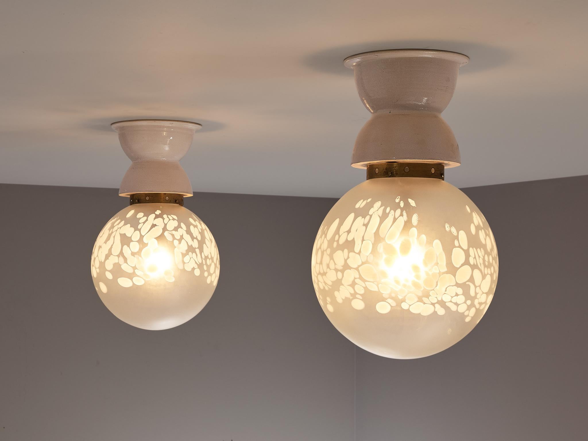 Mid-Century Modern Charming Pendants in Decorated Glass