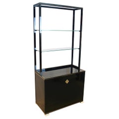 Incantevole mobile laccato nero Pierre Vandel Paris con espositore a ripiani