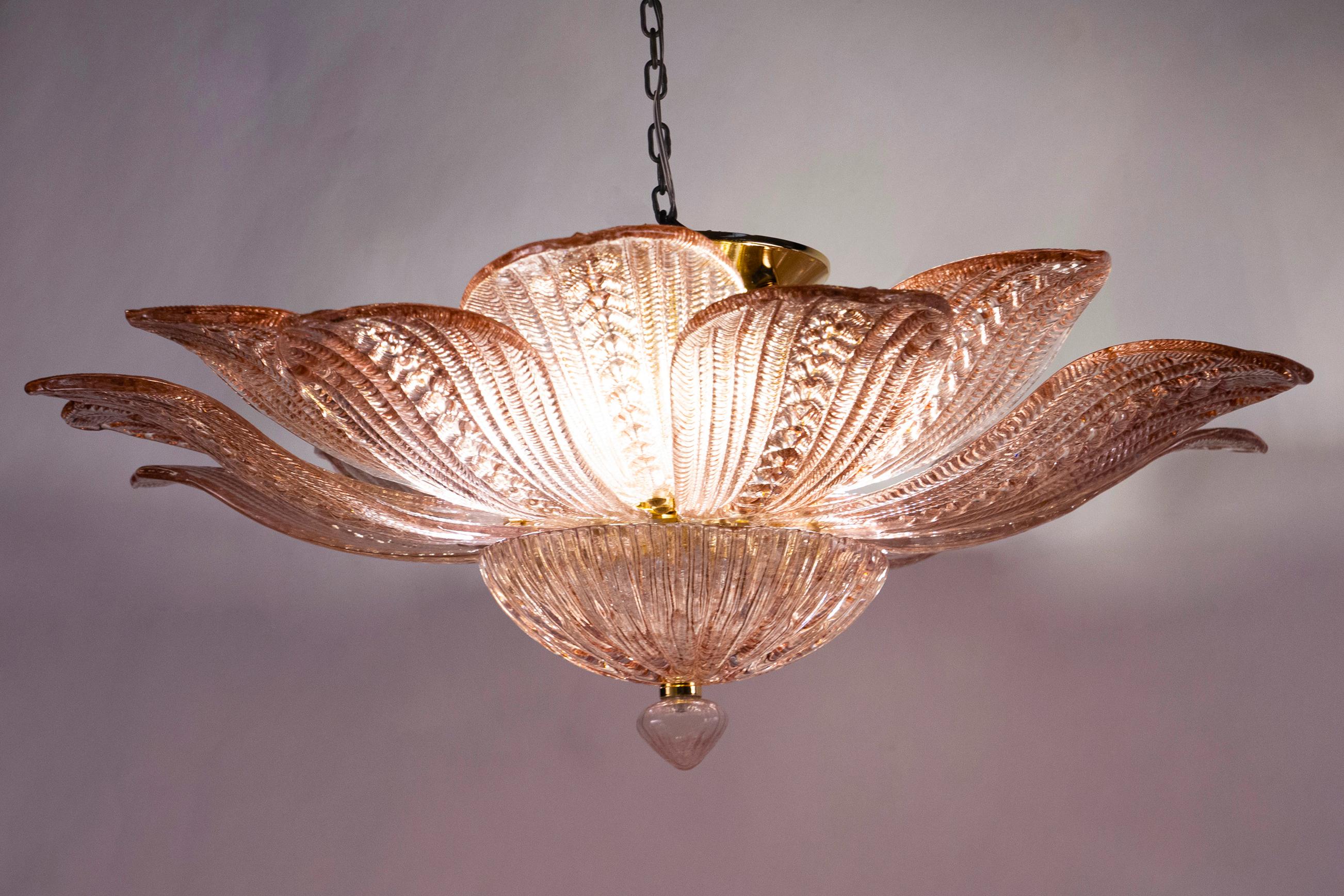 Incantevole lampadario di Murano in ametista rosa e ambra dorata in vendita 4