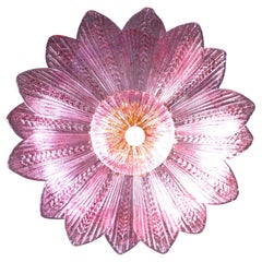 Incantevole lampadario di Murano in ametista rosa e ambra dorata