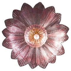 Charmant lustre de Murano en améthyste rose et ambre doré