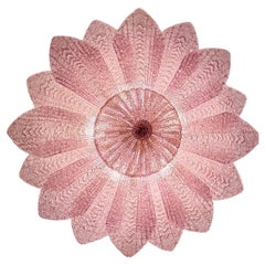 Encantadora lámpara empotrada de cristal de Murano con amatista rosa y copos de oro