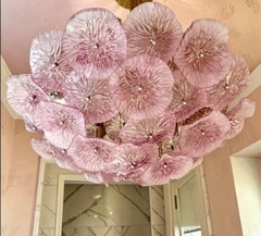 Charming Pink Amethyst Flower Murano Chandelier