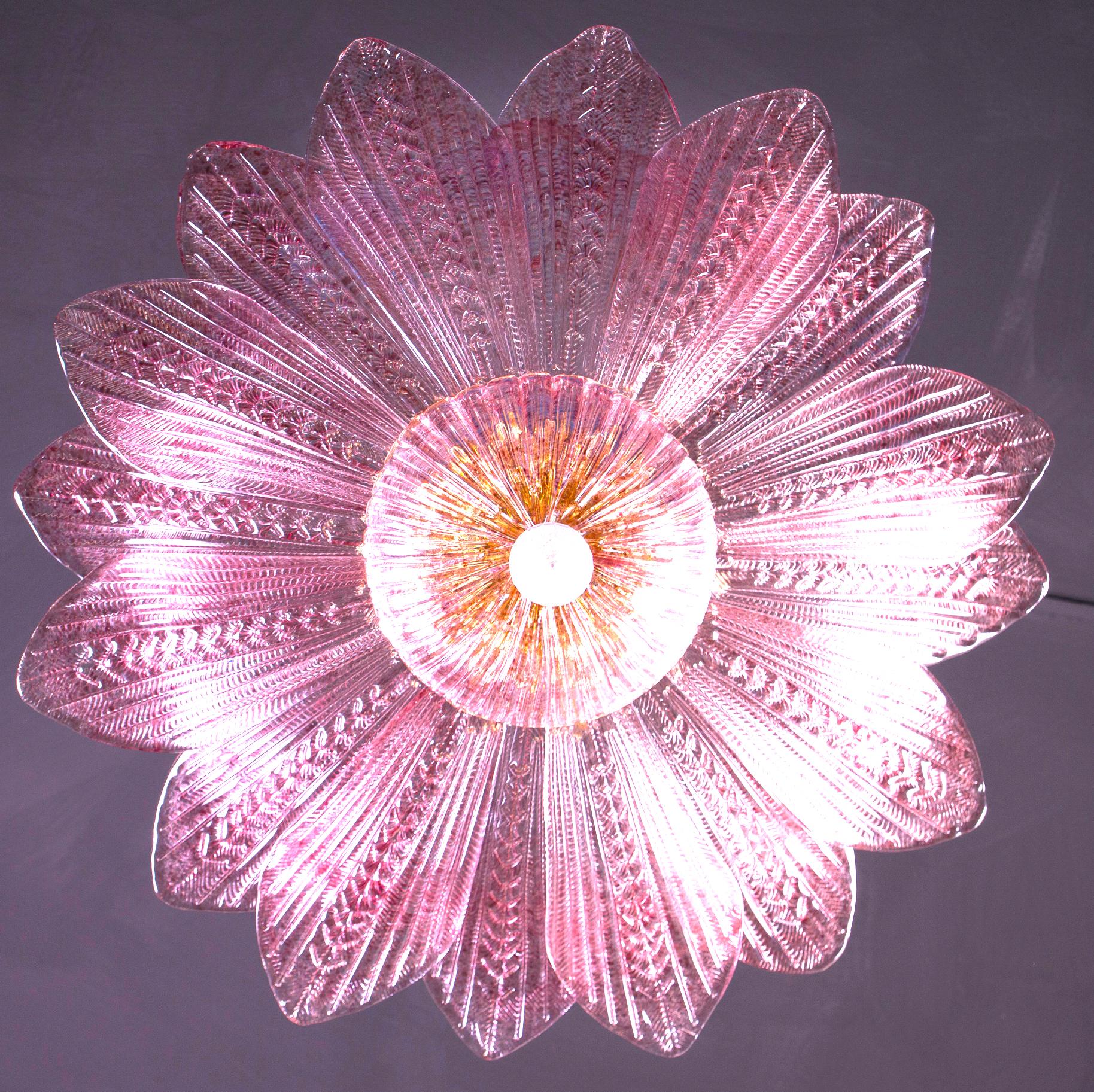 Charmante Rosa Amethyst Murano Glas verlassen Deckenleuchte oder Kronleuchter im Angebot 9