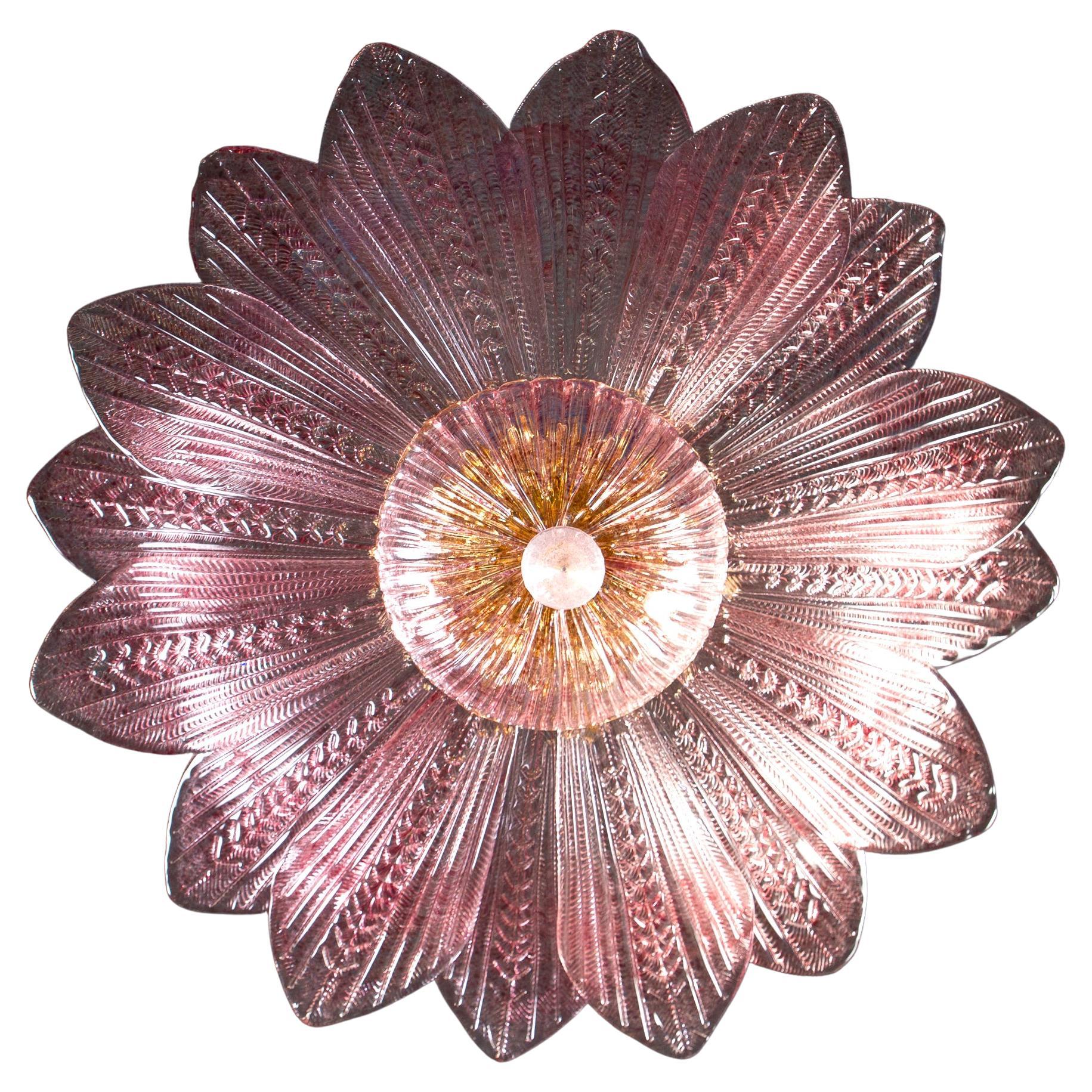 Charmante Rosa Amethyst Murano Glas verlassen Deckenleuchte oder Kronleuchter (Moderne) im Angebot
