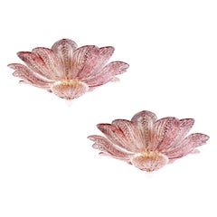 Charming Pink Amethyst Murano Glass Leave Ceiling Light or Chandelier