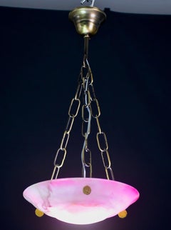 Charming Pink Art Deco Alabaster Pendant, 1940s