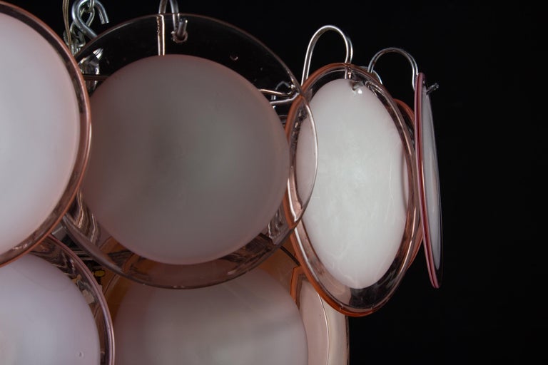 Charming Pink Disc Murano Chandelier, 1970s 4