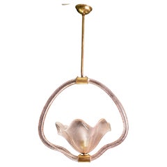 Charming Pink Murano Glass Chandelier by Barovier e Toso, 1940s