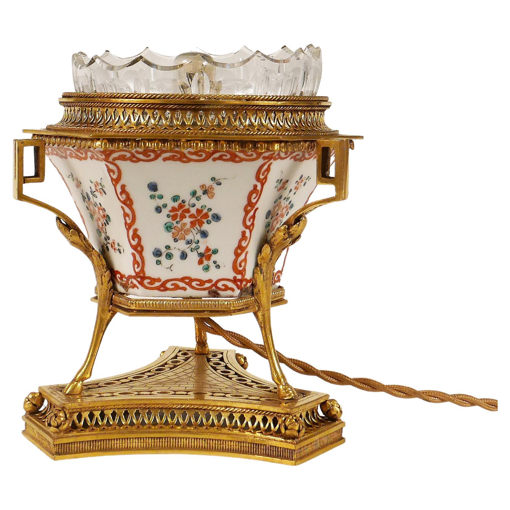 Charming Porcelain Night Lamp attr. to L'Escalier de Cristal, France, Circa 1880 For Sale