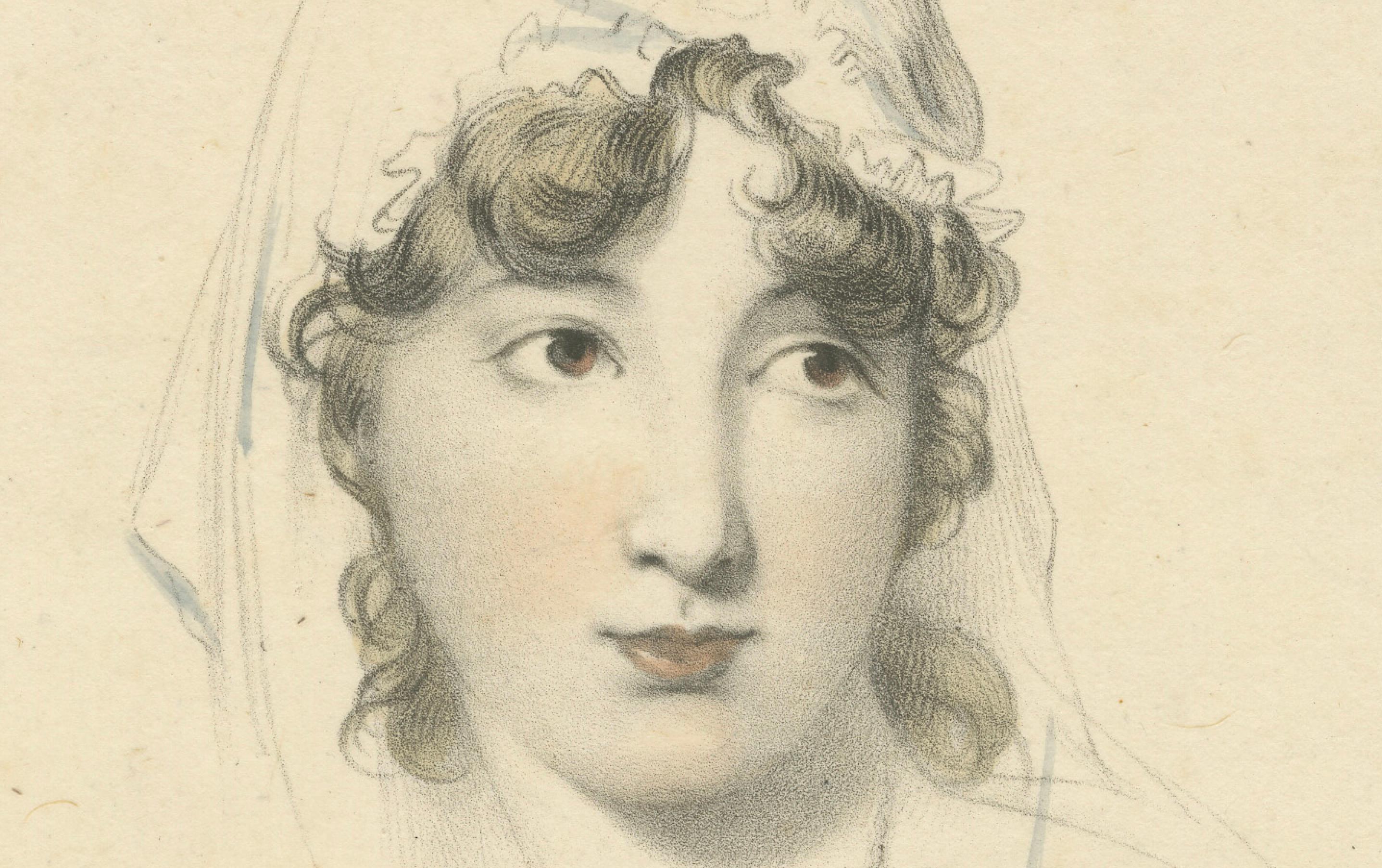 Affascinante ritratto di Miss Siddons in un delicato stile di disegno a gesso, 1830

Questo incantevole ritratto intitolato 