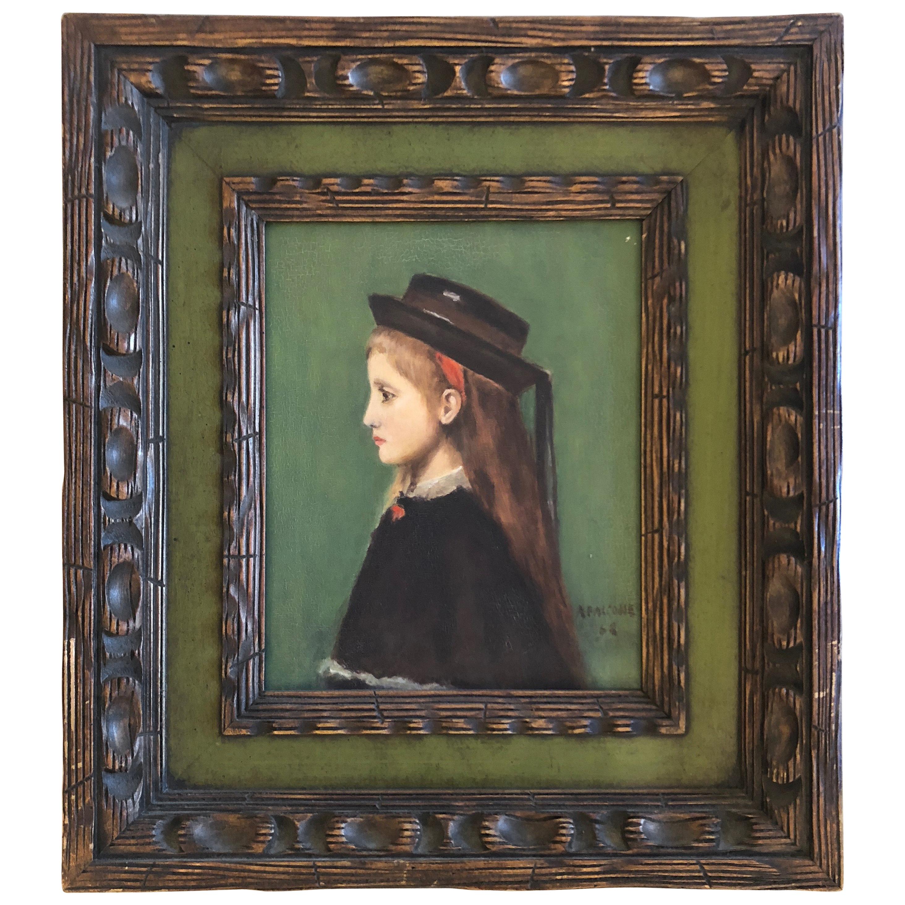 Charming Portrait of Redheaded Young Girl in Hat