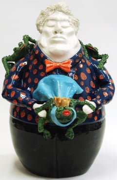 Principe azzurro e rana, centrotavola decorativo fatto a mano Italia 2020, realizzato a mano