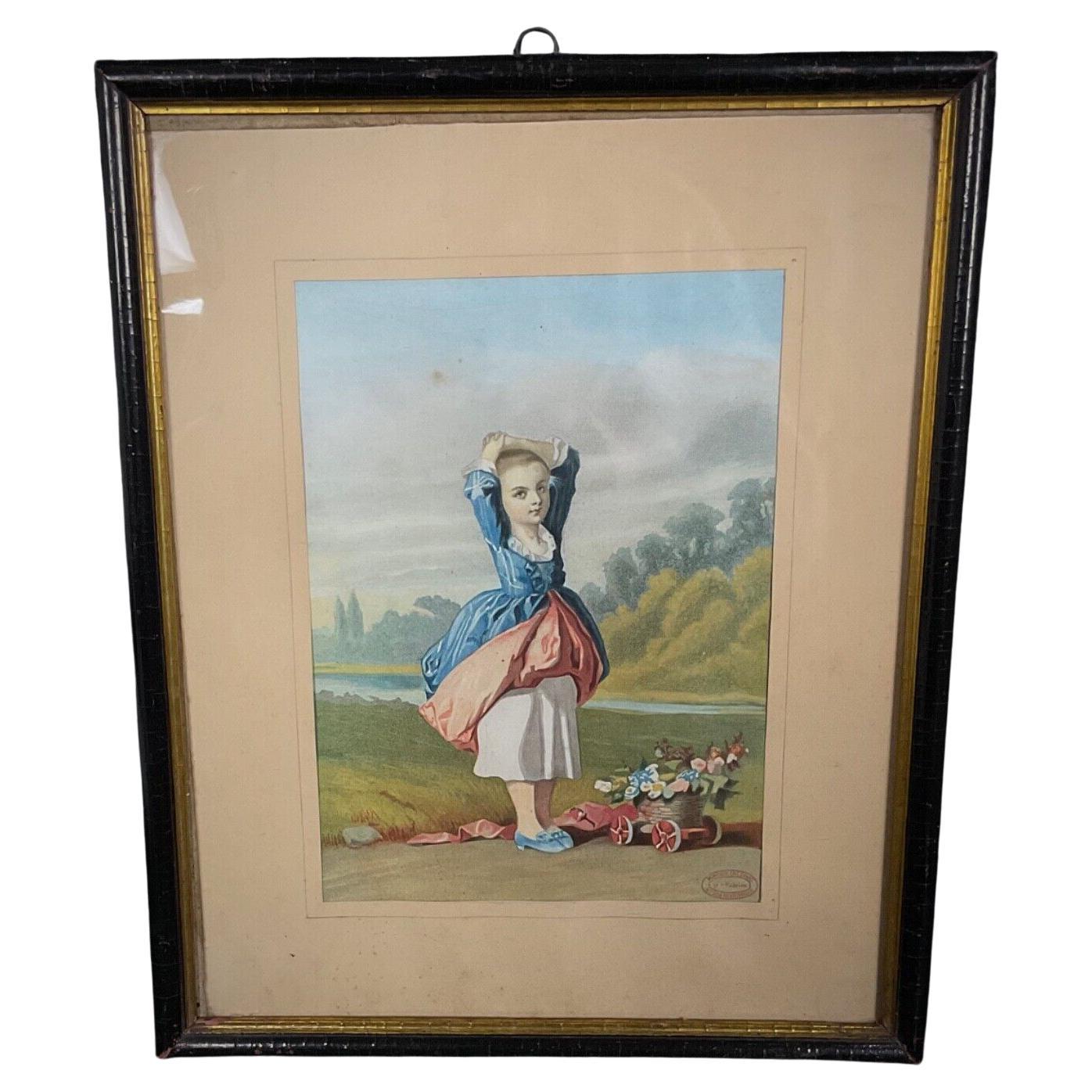 Charmante estampe "Moniteur des Dames et des Demoiselles" - Signée - 2Y435