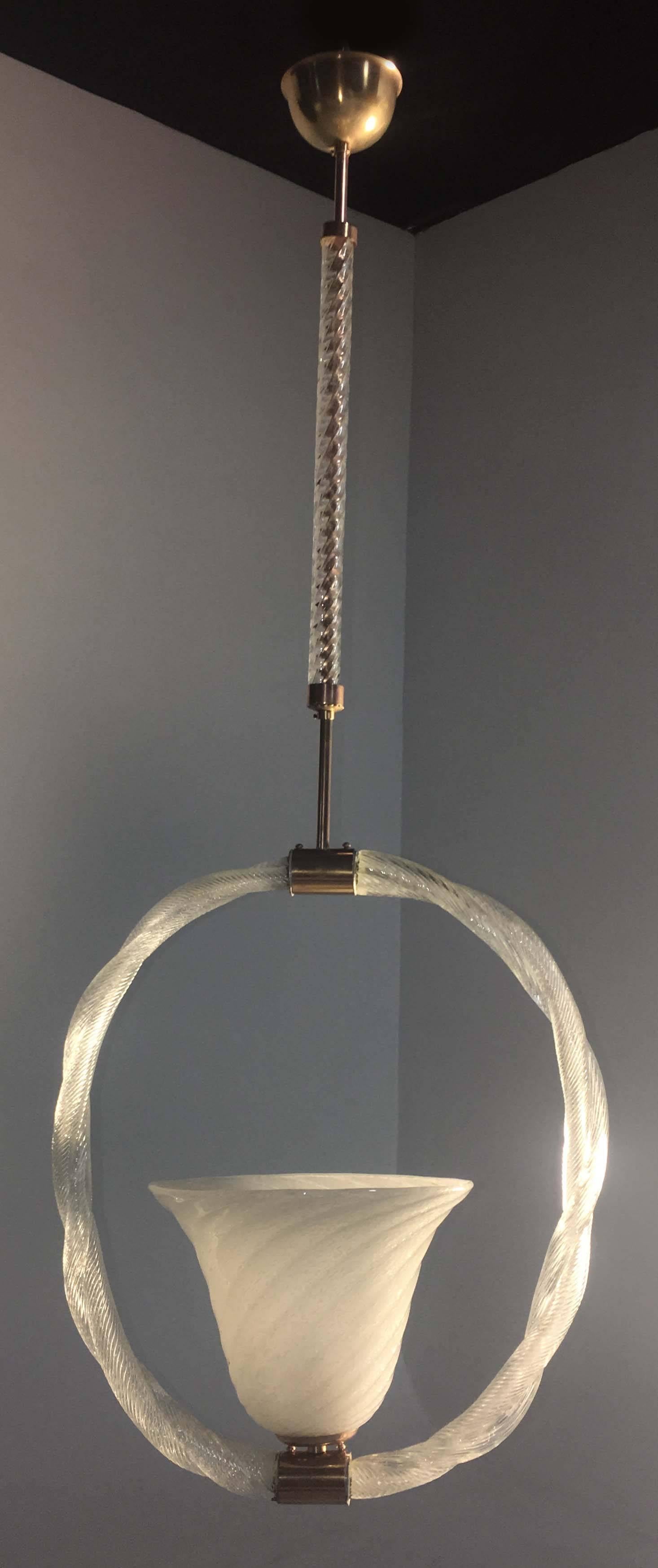 Charming Pulegoso Glass Pendant by Venini, Murano, 1940s For Sale 10