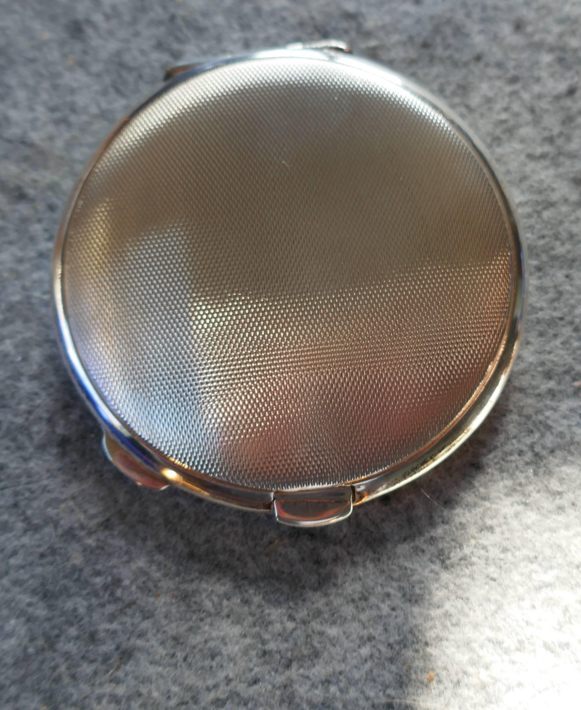 20th Century Charming Royal Air Force Sterling Silver and Blue Guilloche Enamel Compact Case For Sale