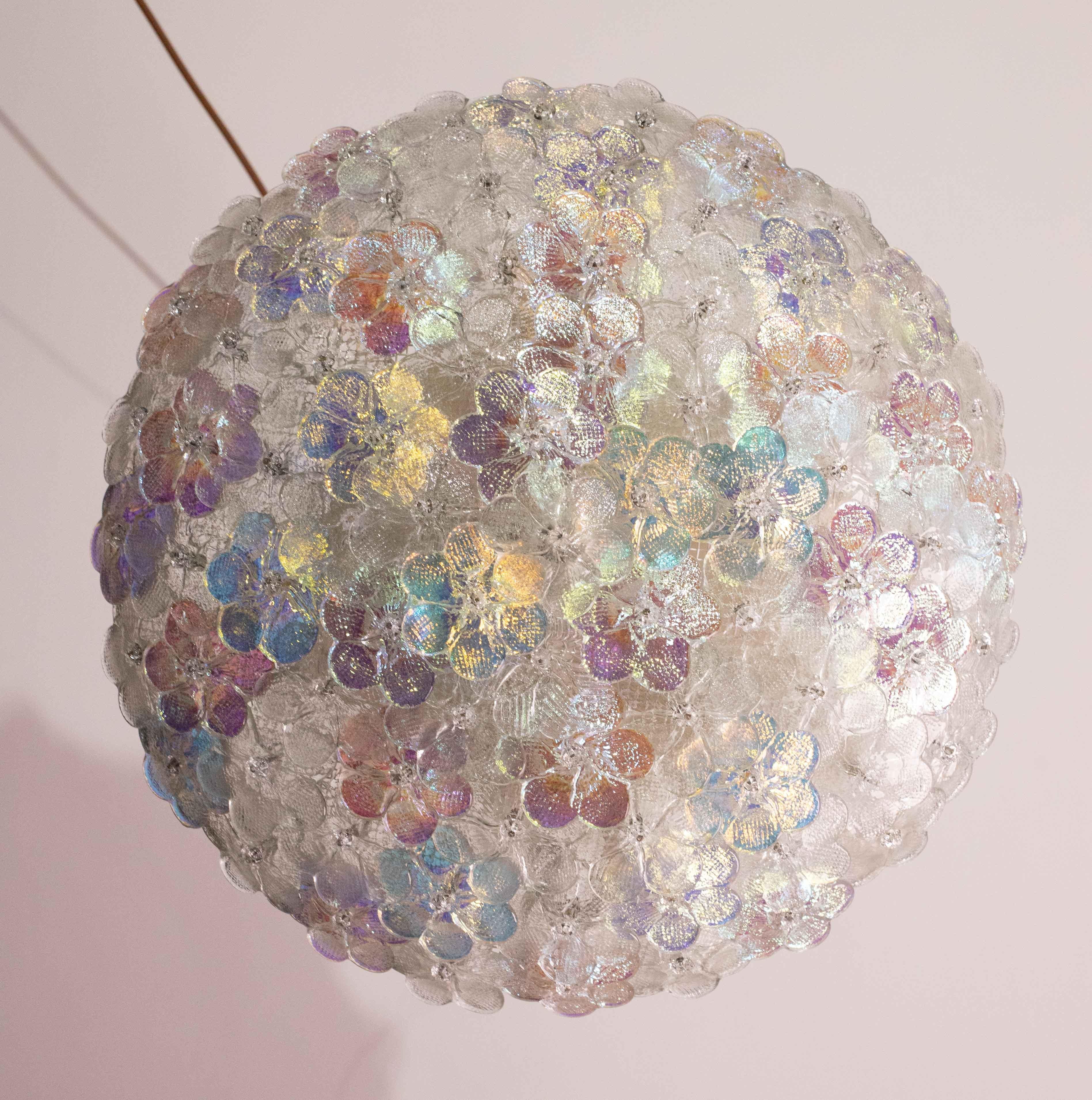 Charming Rainbow Large Size Murano Ceiling Light Flower by Seguso for Venini For Sale 5
