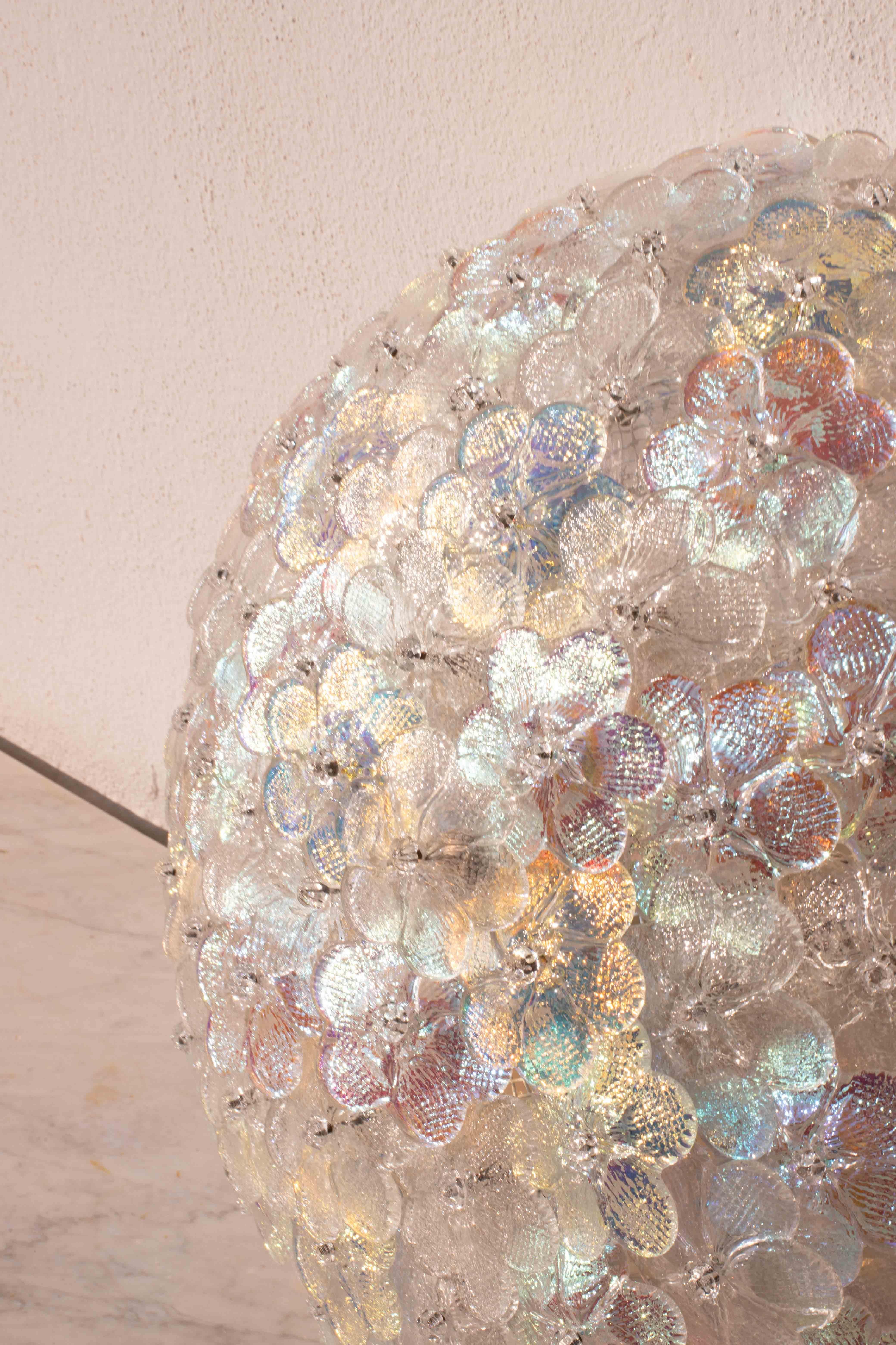 Charming Rainbow Large Size Murano Ceiling Light Flower by Seguso for Venini For Sale 6