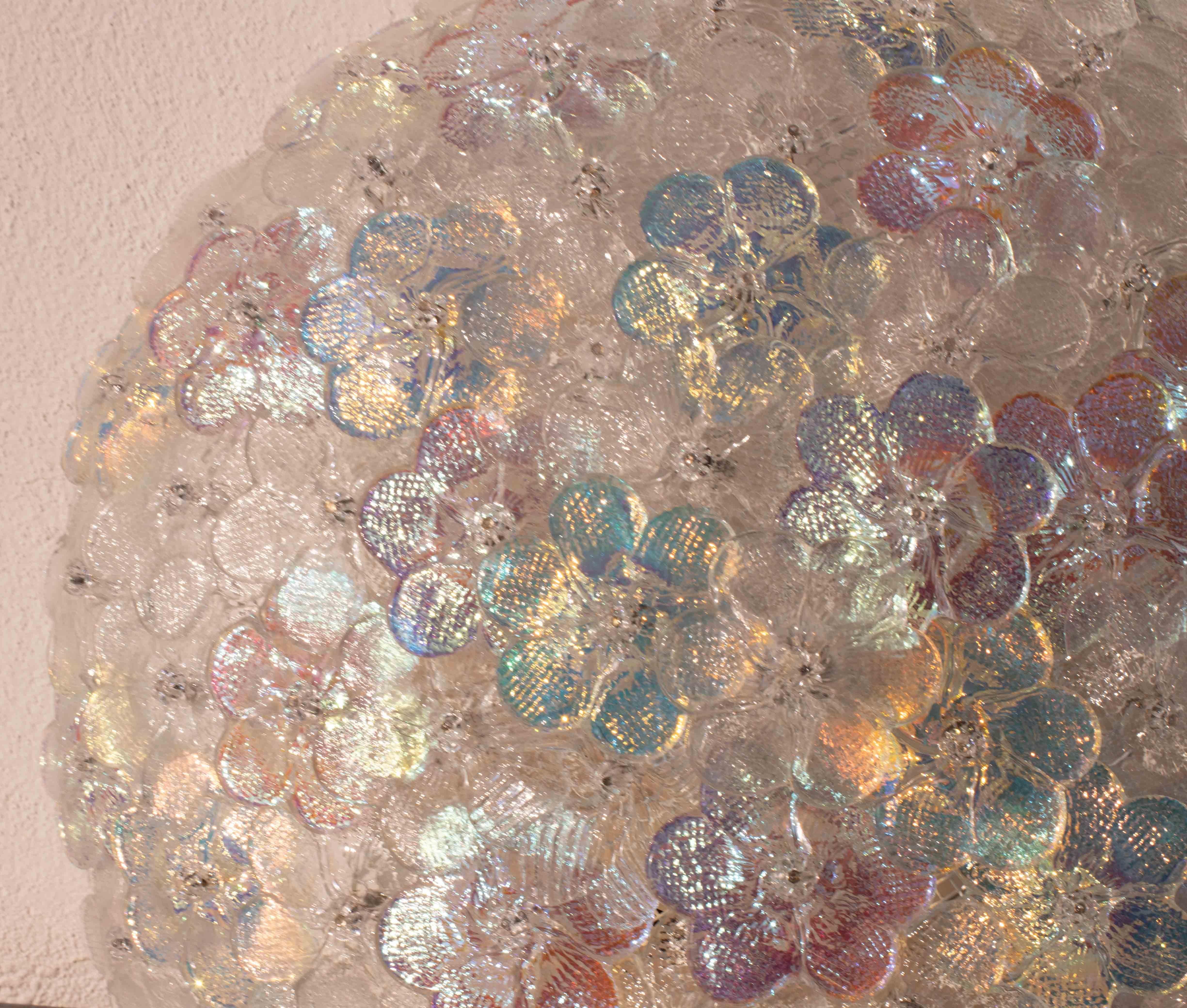Charming Rainbow Large Size Murano Ceiling Light Flower by Seguso for Venini For Sale 7