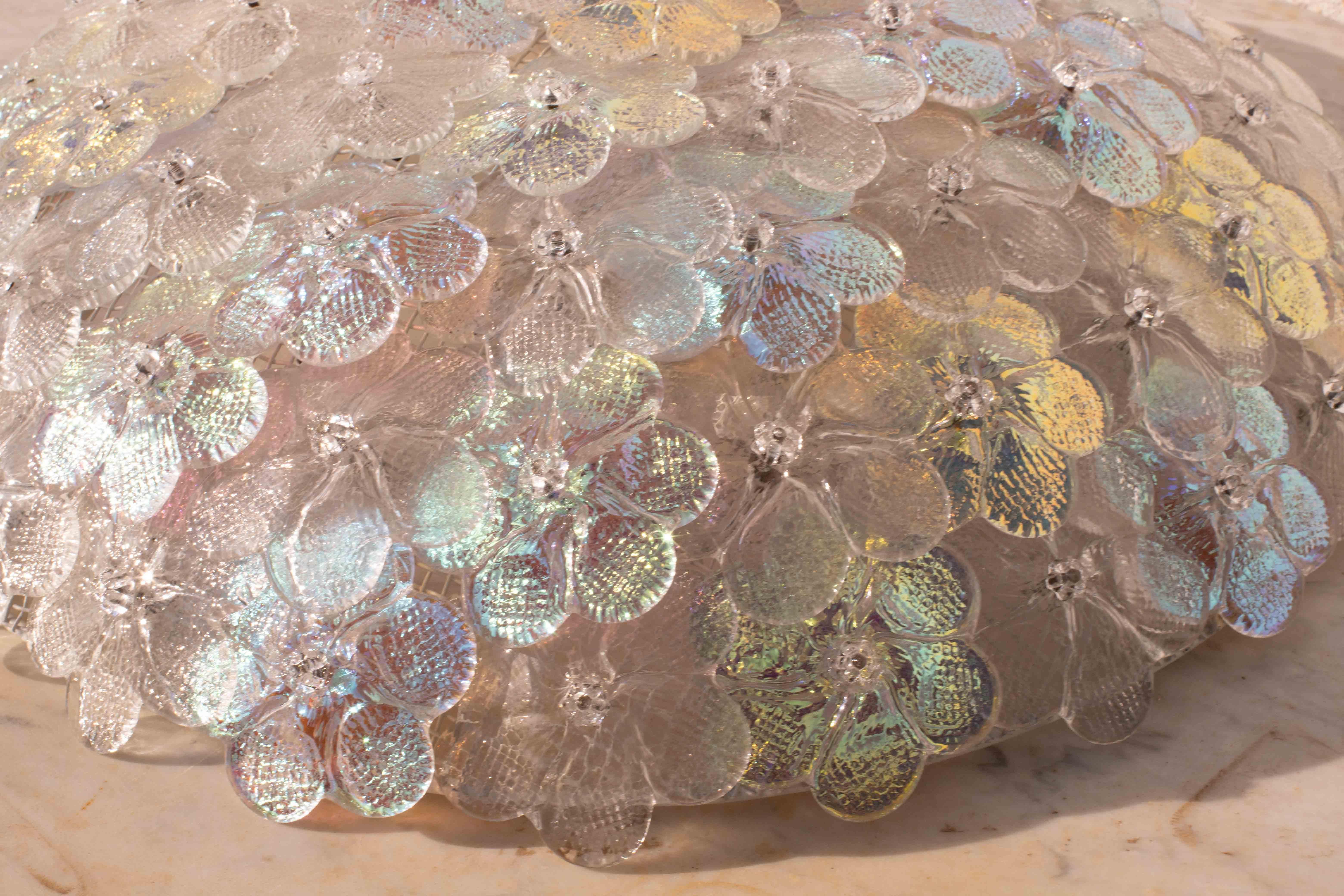 Charming Rainbow Large Size Murano Ceiling Light Flower by Seguso for Venini For Sale 9