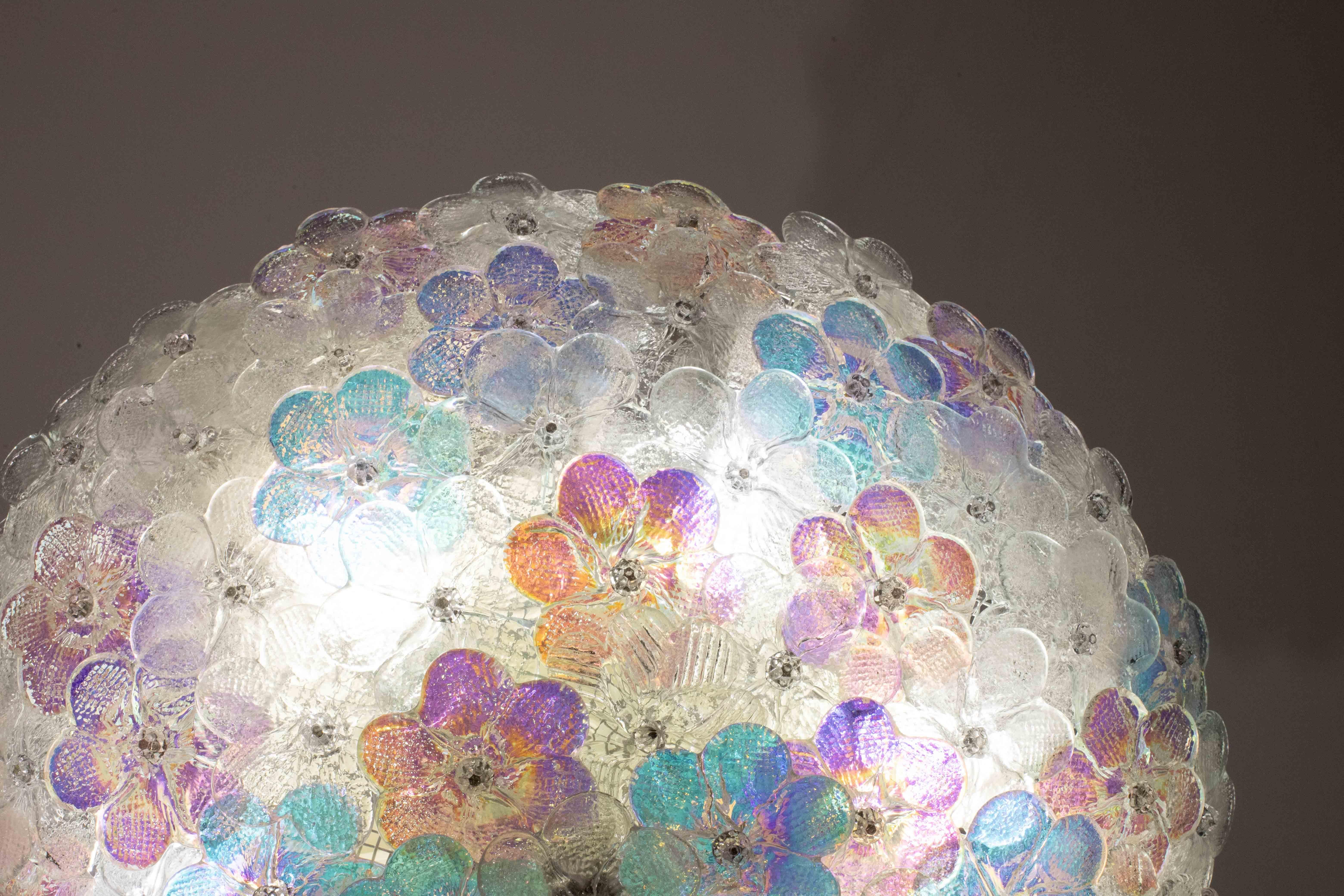 Charming Rainbow Large Size Murano Ceiling Light Flower by Seguso for Venini For Sale 4