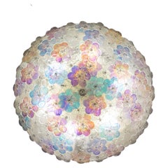 Charming Rainbow Large Size Murano Ceiling Light Flower by Seguso for Venini