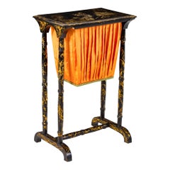 Charming Regency Side Table with Chinoiserie Decoration, Note Silk Bag Removable