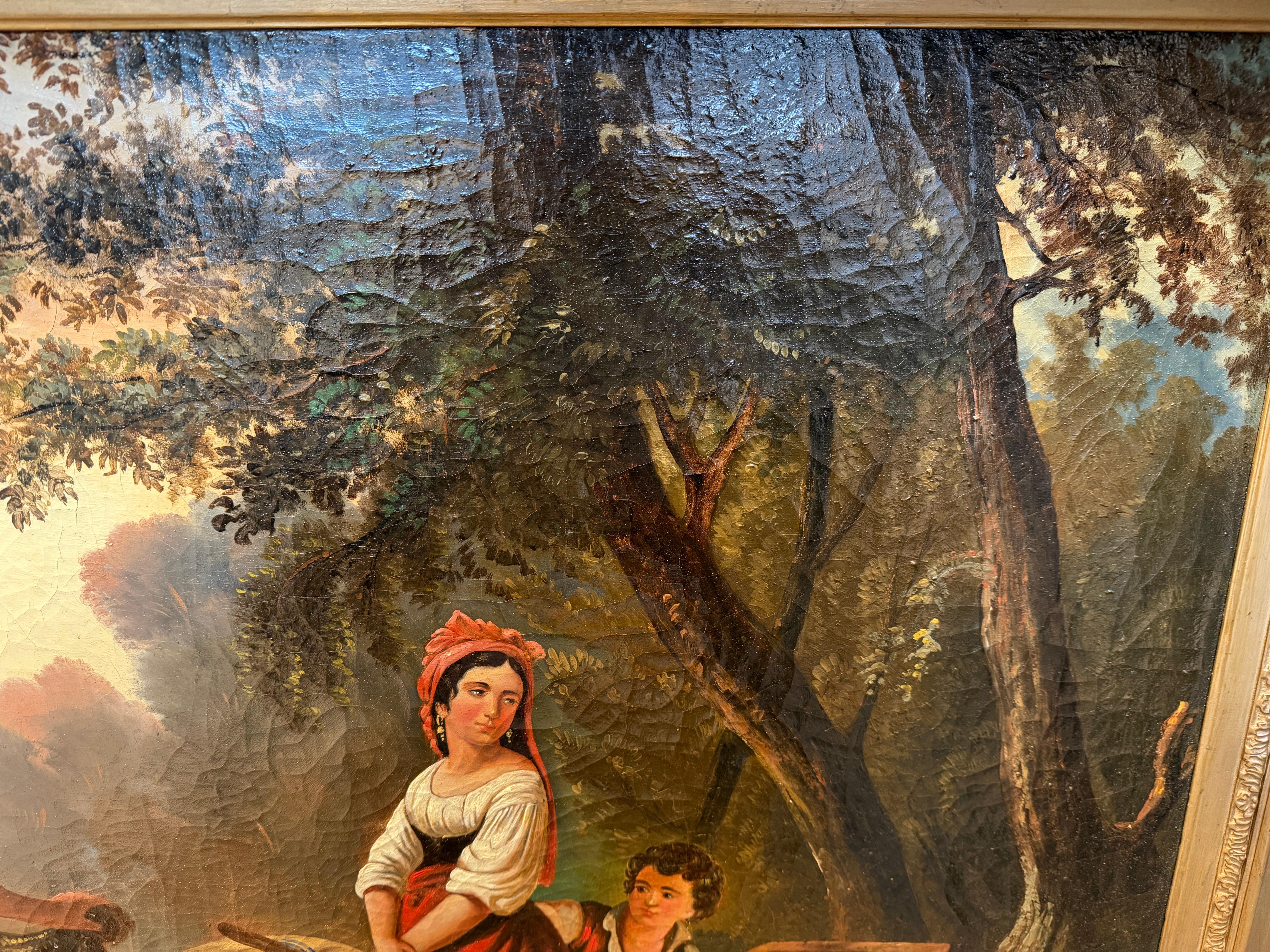 Incantevole scena fluviale di H. Werner - Famiglia di pescatori in barca a remi del XIX secolo in vendita 7