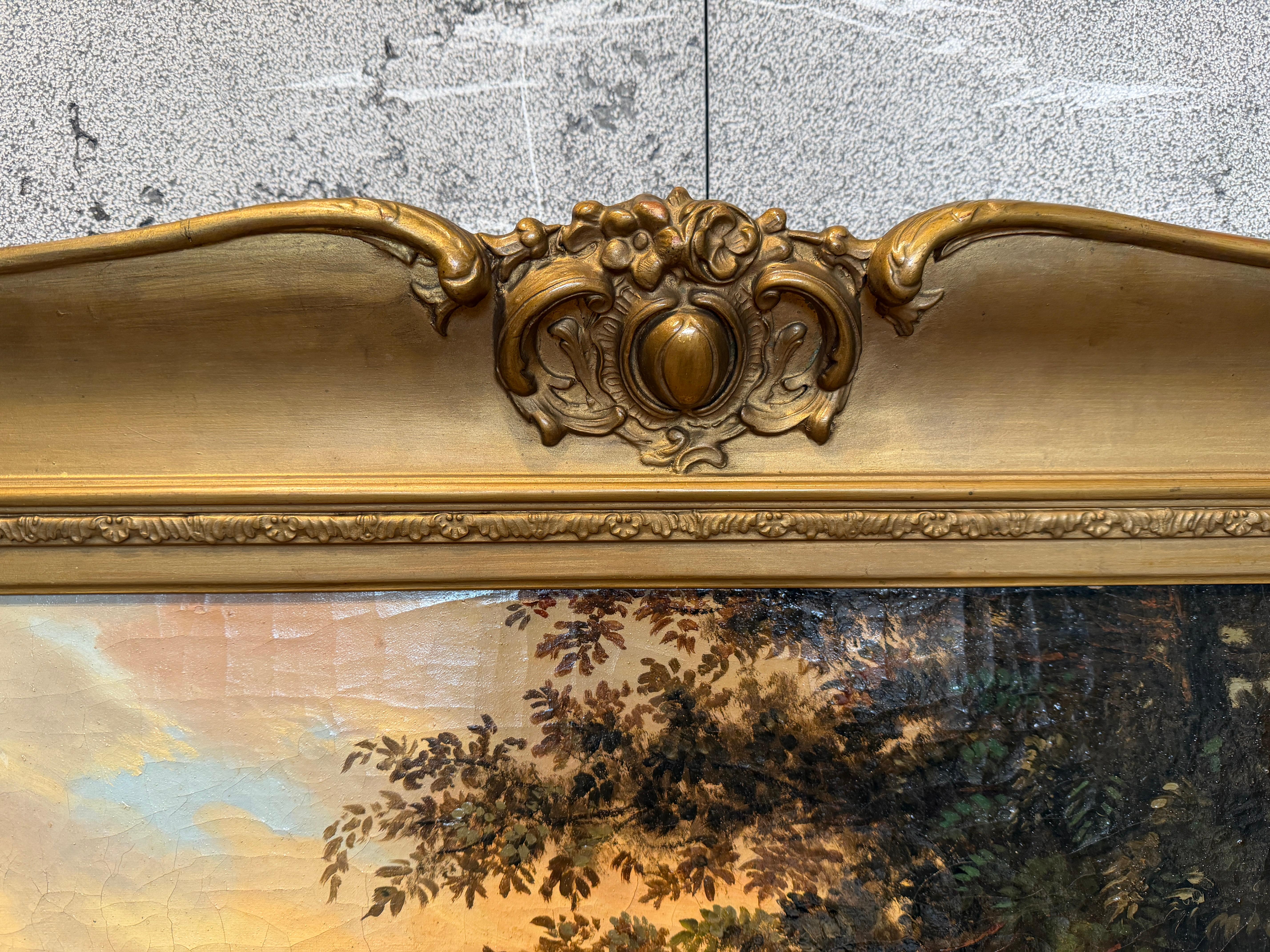 Tedesco Incantevole scena fluviale di H. Werner - Famiglia di pescatori in barca a remi del XIX secolo in vendita