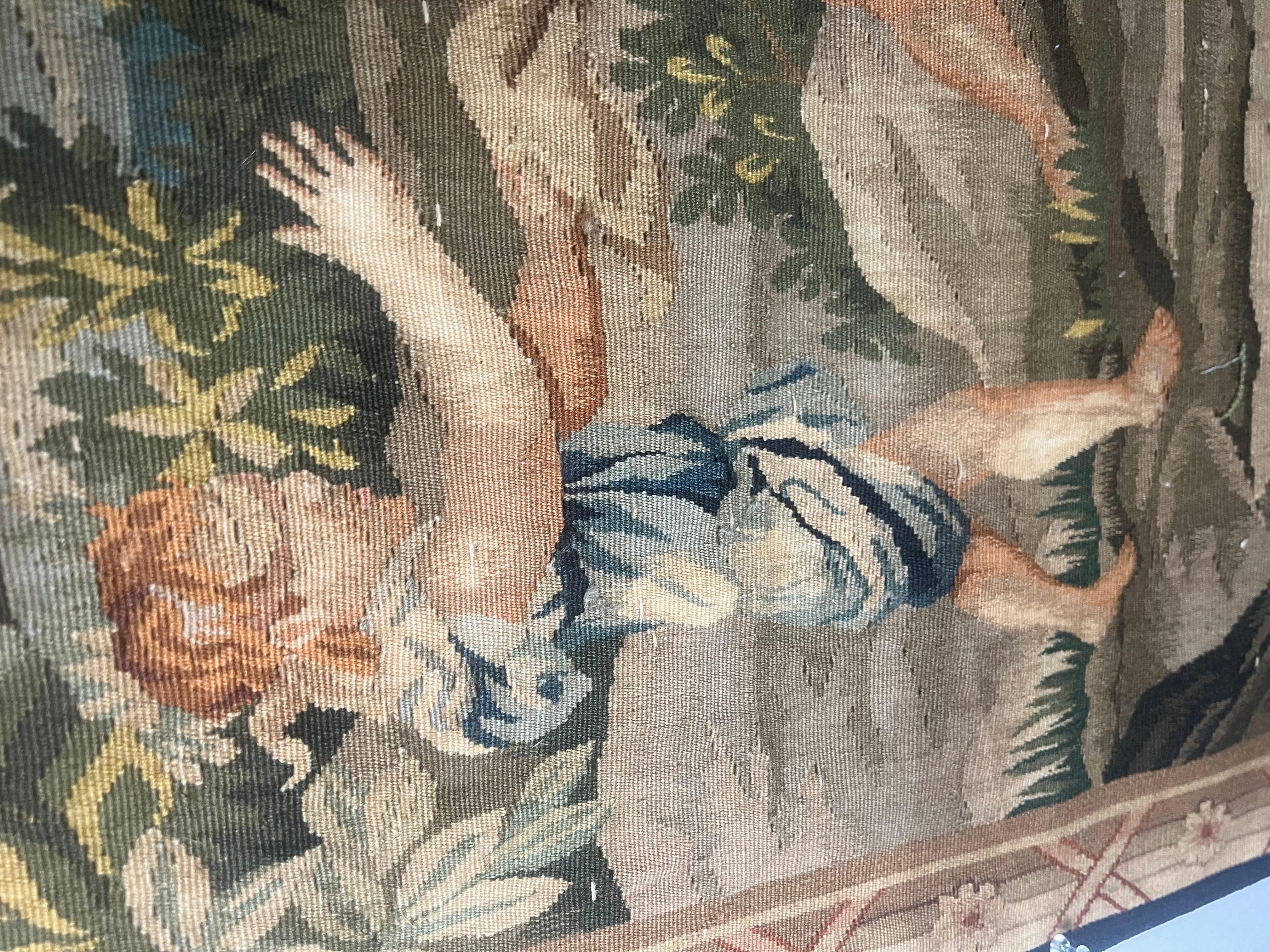 Romantischer französischer Wandteppich aus dem frühen 19. Jahrhundert mit Charme  im Zustand „Gut“ im Angebot in Los Angeles, CA