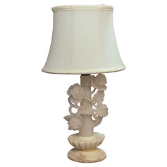 Vintage Charming Rose Carved Alabaster Lamp, 2nd-3rd Qtr, 20th Century
