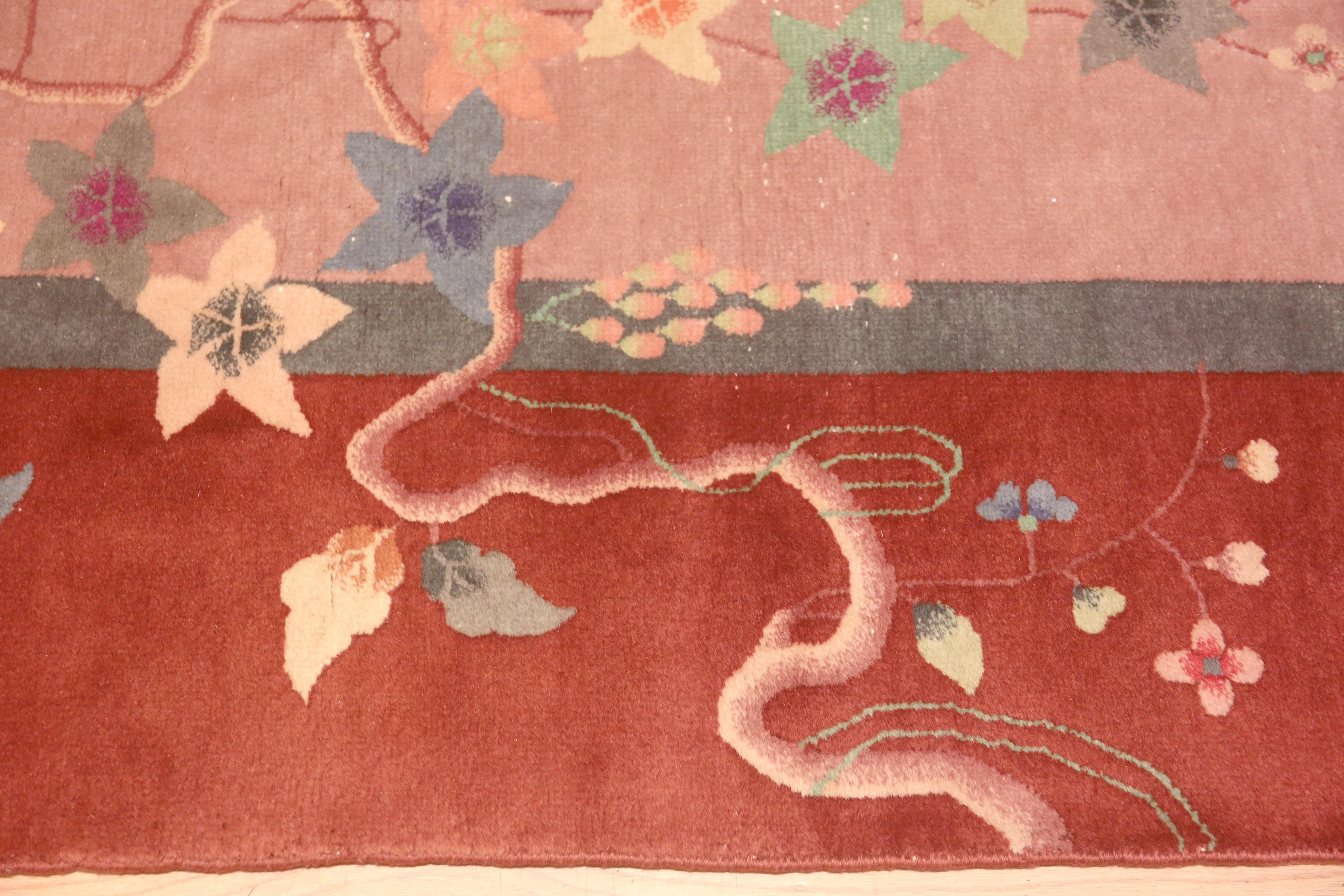 Charming Salmon Pink Antique Chinese Art Deco Rug, Country of origin: China, Circa date: 1920