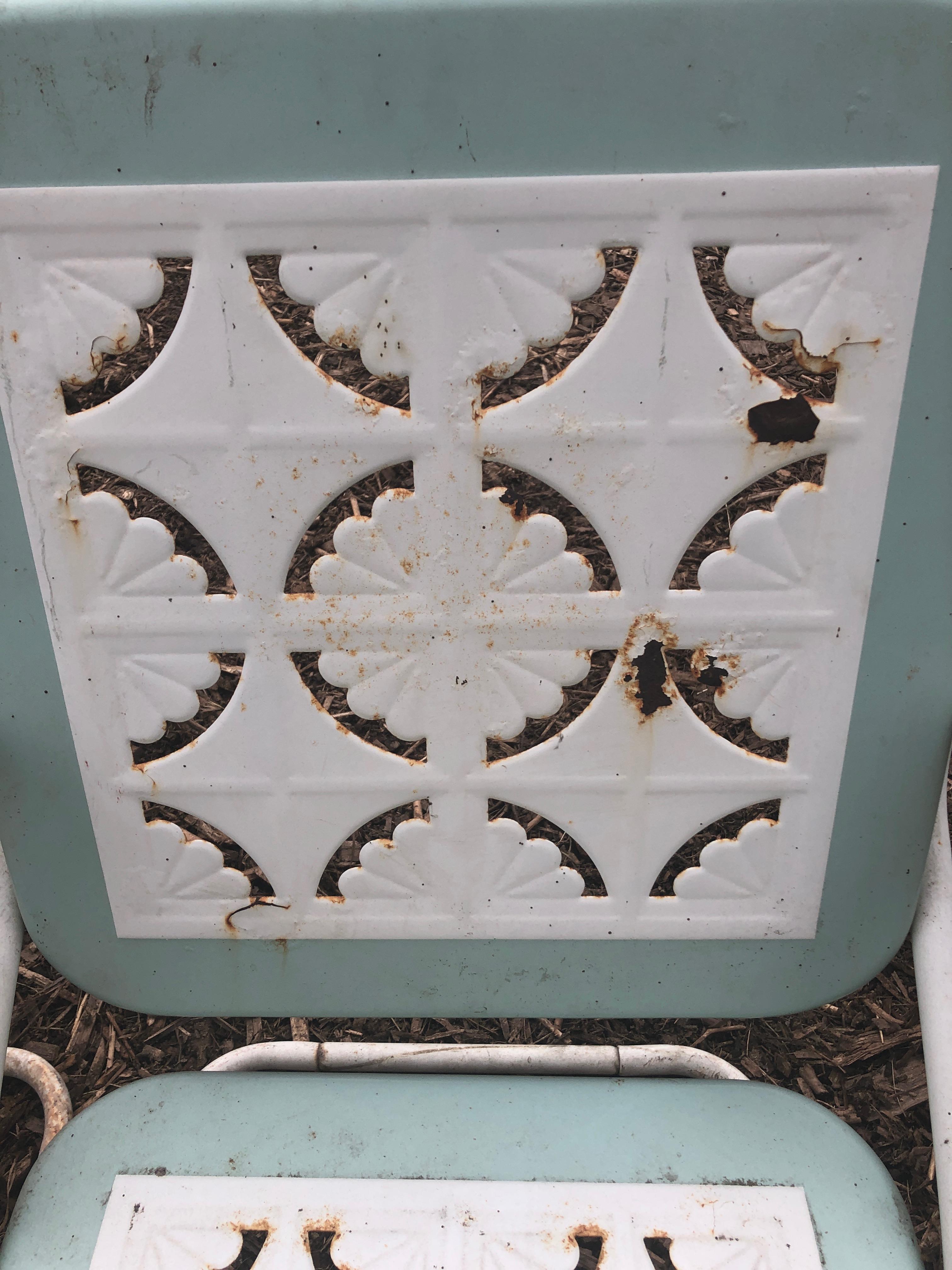 Encantador Juego de 4 Sillones de Patio Turquesa Claro y Blanco Metal