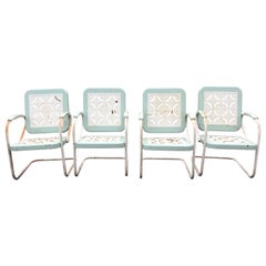 Encantador Juego de 4 Sillones de Patio Turquesa Claro y Blanco