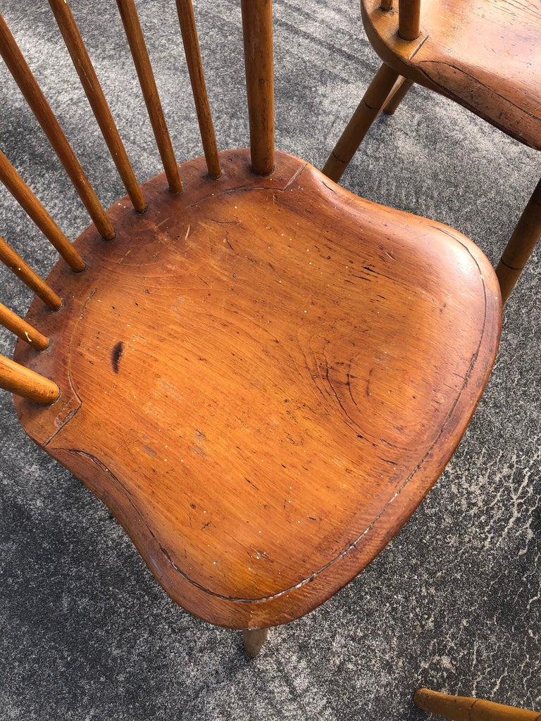 Charming Set of 6 Antique Pine Vermont Side Dining Chairs at 1stDibs