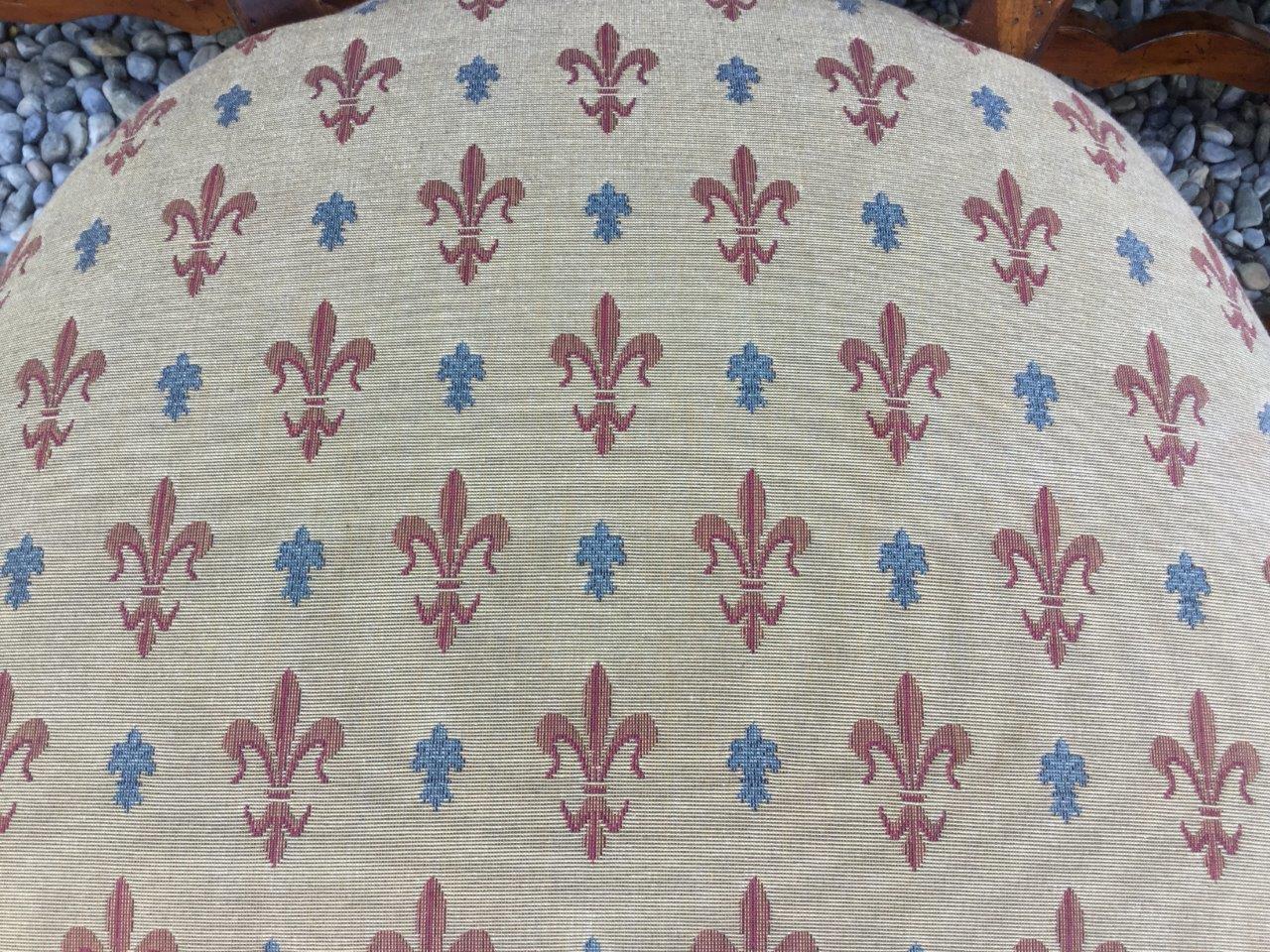 Charming Set of 6 Vintage French Country Dining Chairs Fleur di Lis Upholstery 4