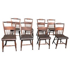 Charming Set of 8 Farmhouse Vintage Side Dining Chairs with Spindles