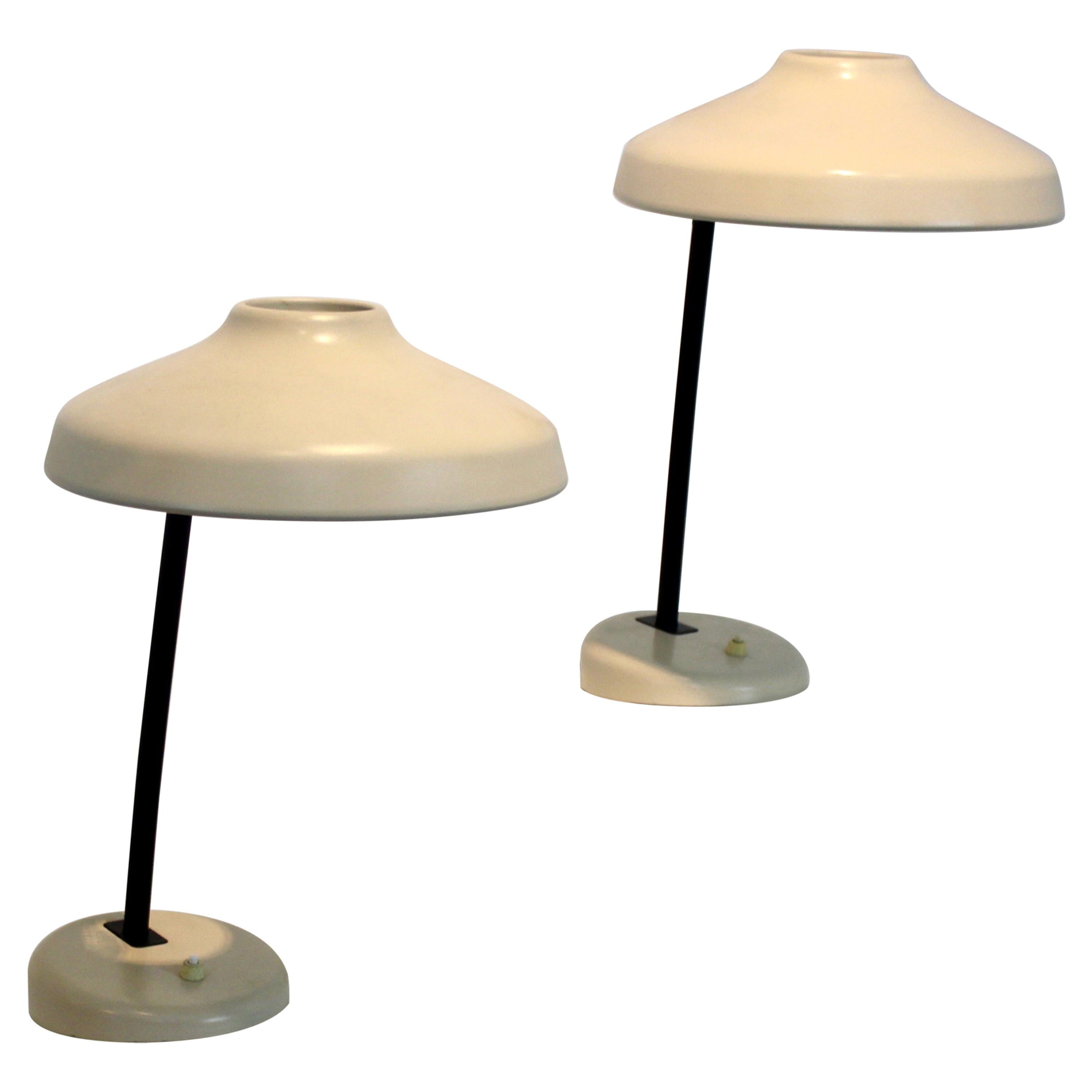 Charming Set of Adjustable Hemi Desk or Table Lamps, Sweden, 1960s For Sale