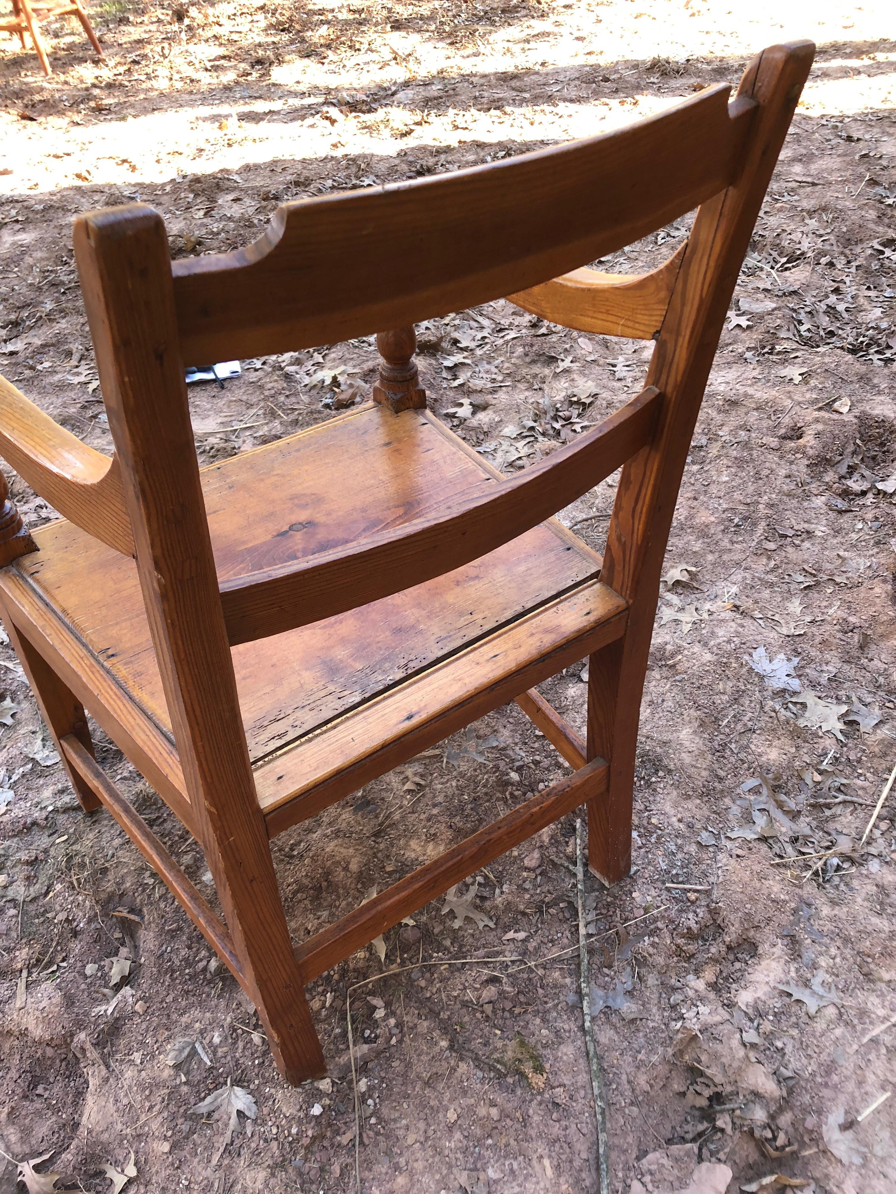 Charming Set of Farmhouse Rustic Honey Colored Pine Dining Chairs 3