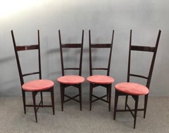 Charming Set of Four Dining Chairs by Santambrogio e De Berti, Italy, 1950s
