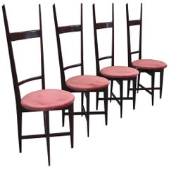 Charming Set of Four Dining Chairs by Santambrogio e De Berti, Italy, 1950s