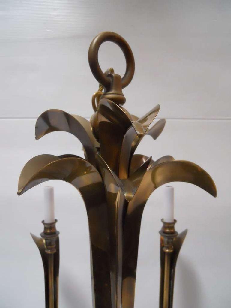 Italian Charming Set of Six Brass Chandeliers For Sale