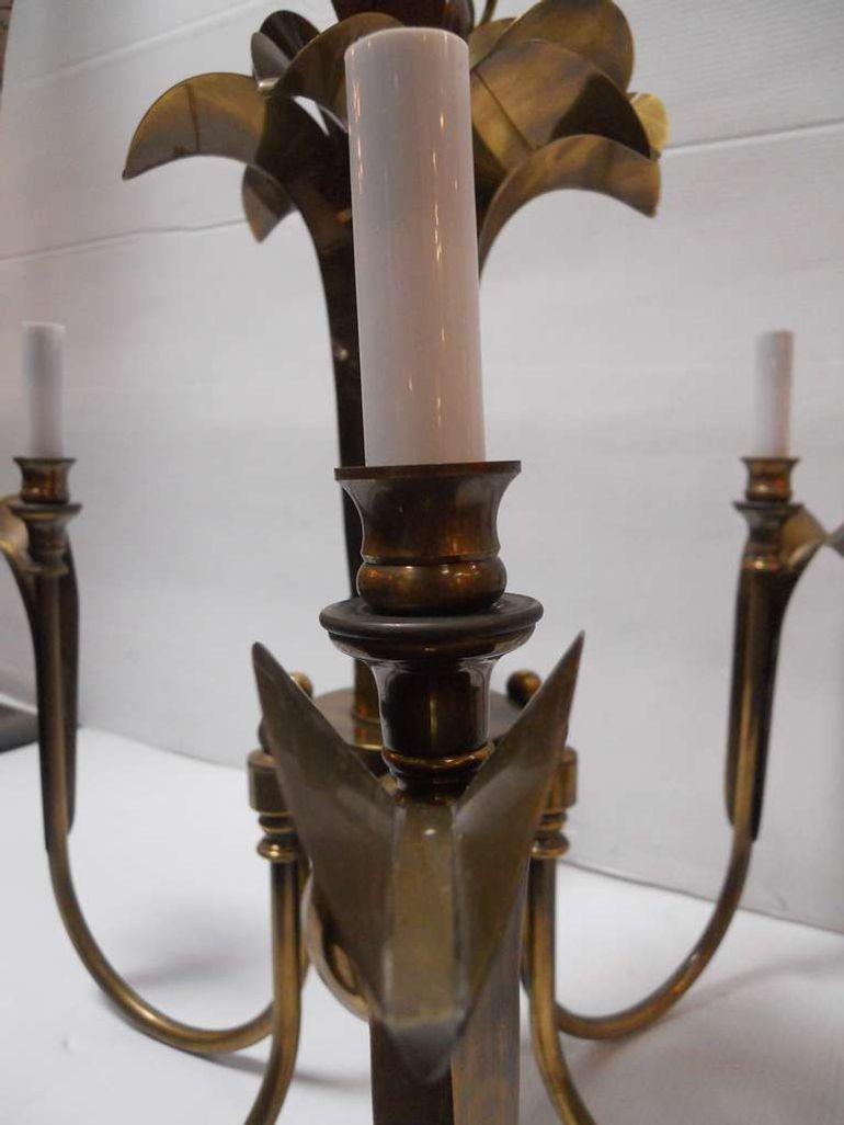 Mid-20th Century Charming Set of Six Brass Chandeliers For Sale