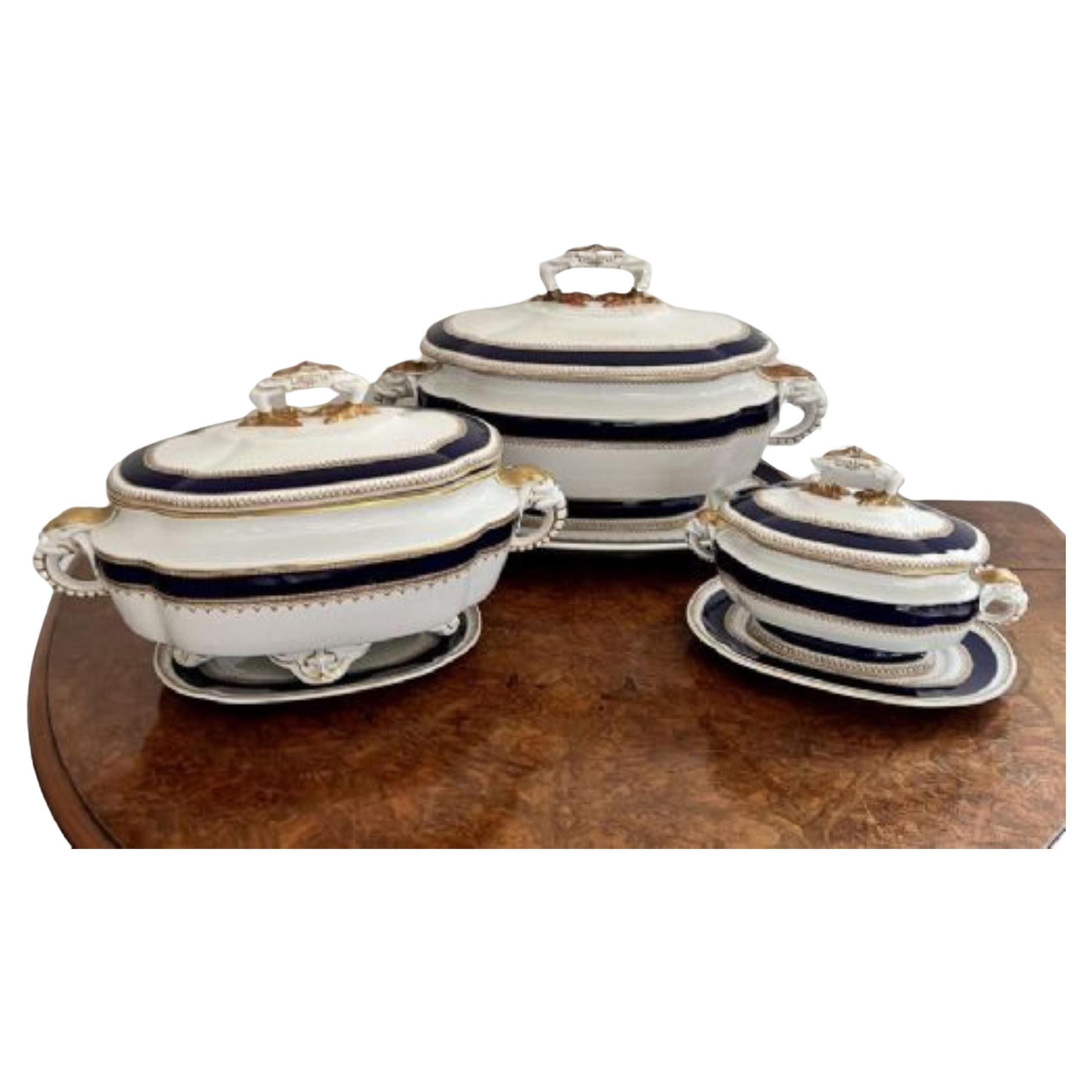 Charmanter Satz von drei antiken Royal Worcester-Terrinen  im Angebot