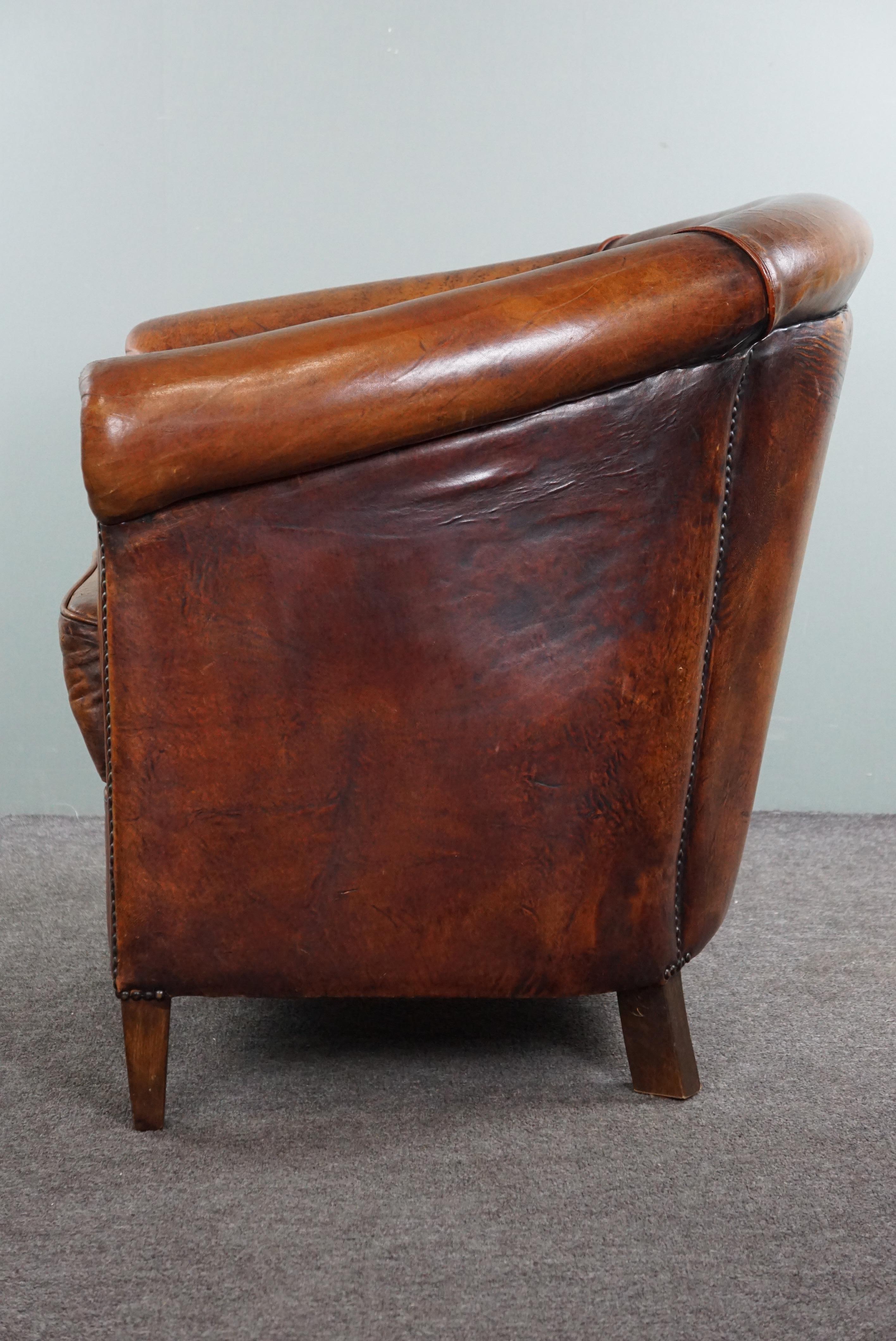 Late 20th Century Charming sheepskin club chair. For Sale