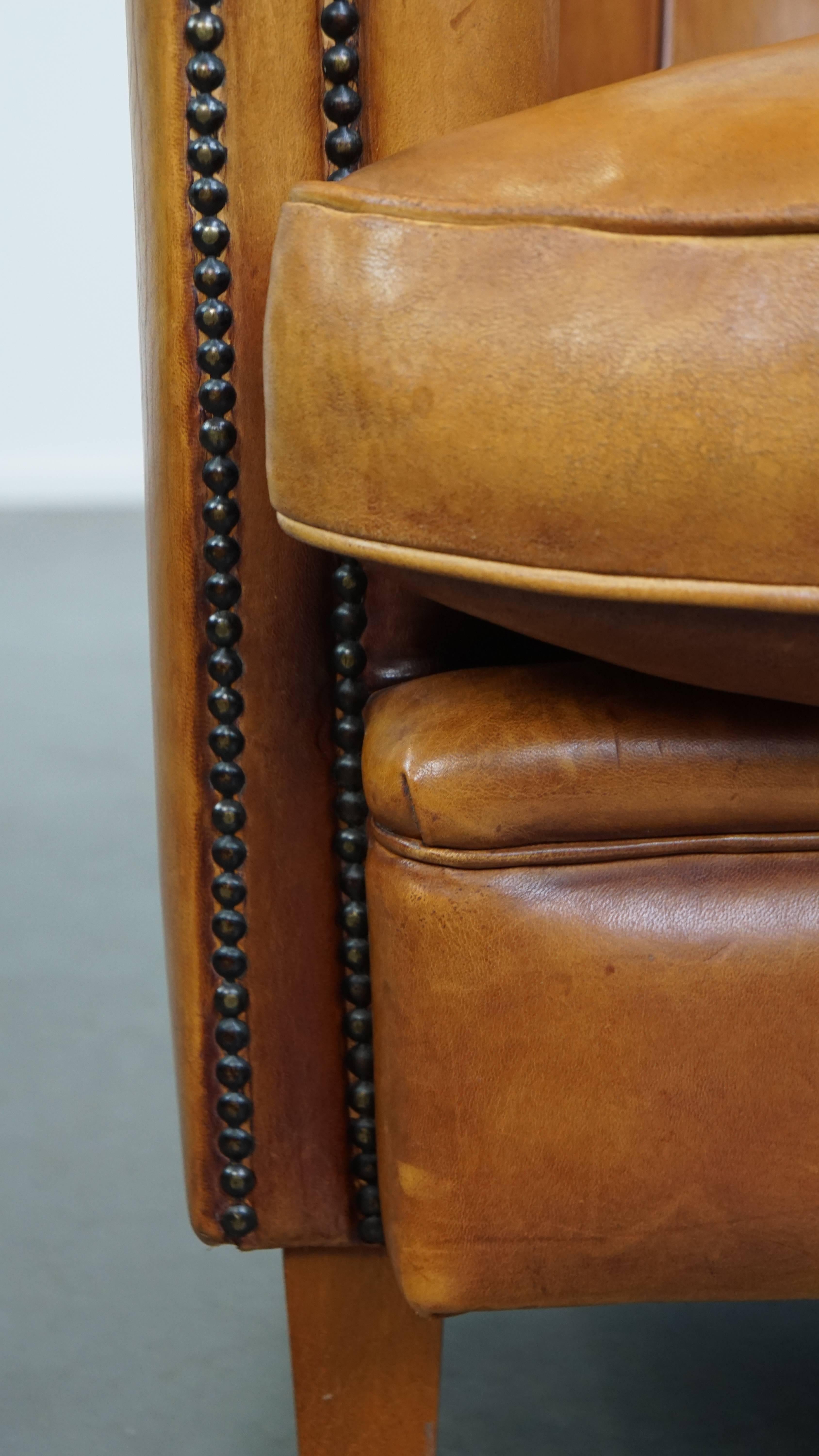 Charming Sheepskin Leather Club Chair with a Warm Color For Sale 5